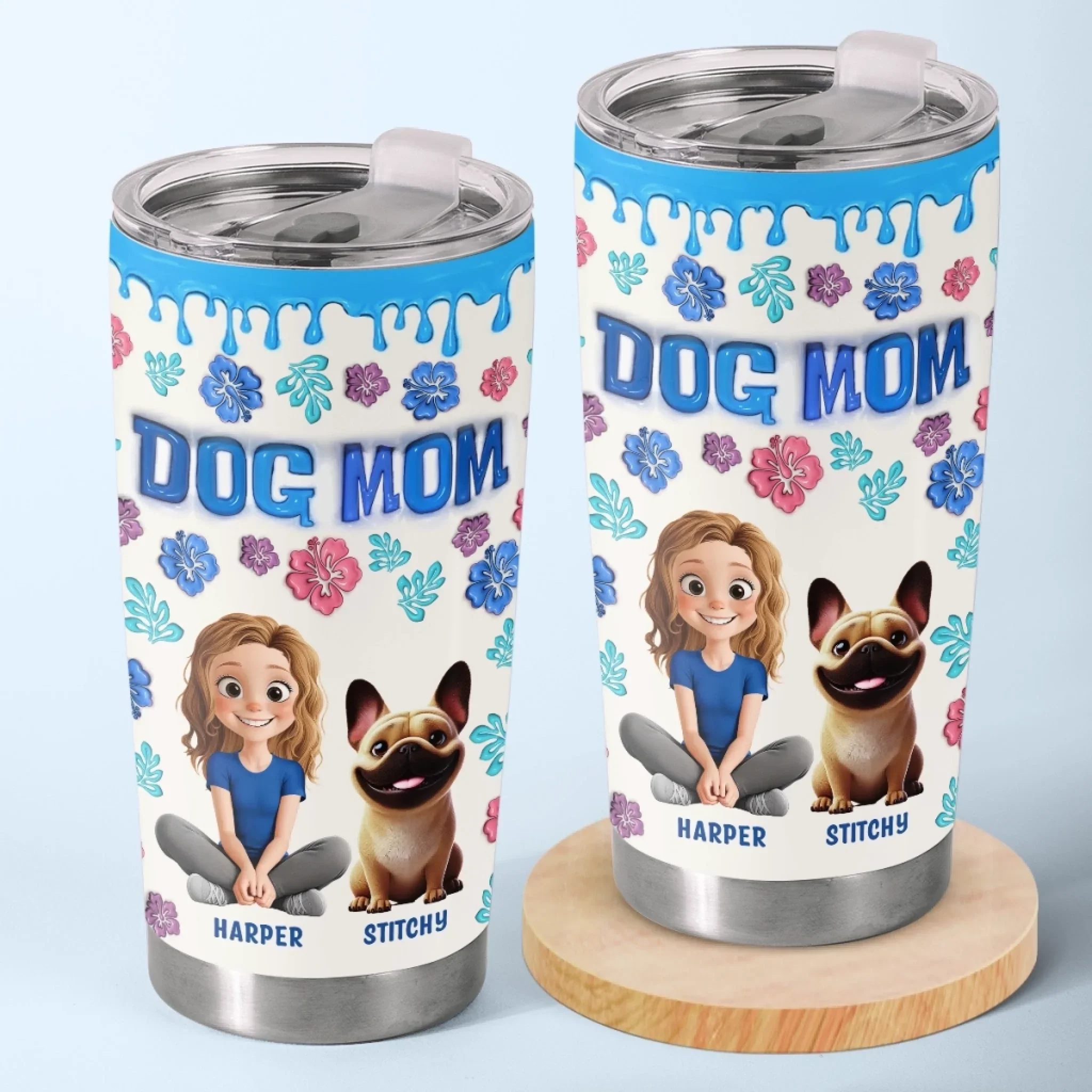 Custom 3D Inflated Effect Printed Tumbler - Personalized Birthday Gifts For Dog Lovers, Dog Dad And Mom - Best Dogs Mom Ever - Robaser