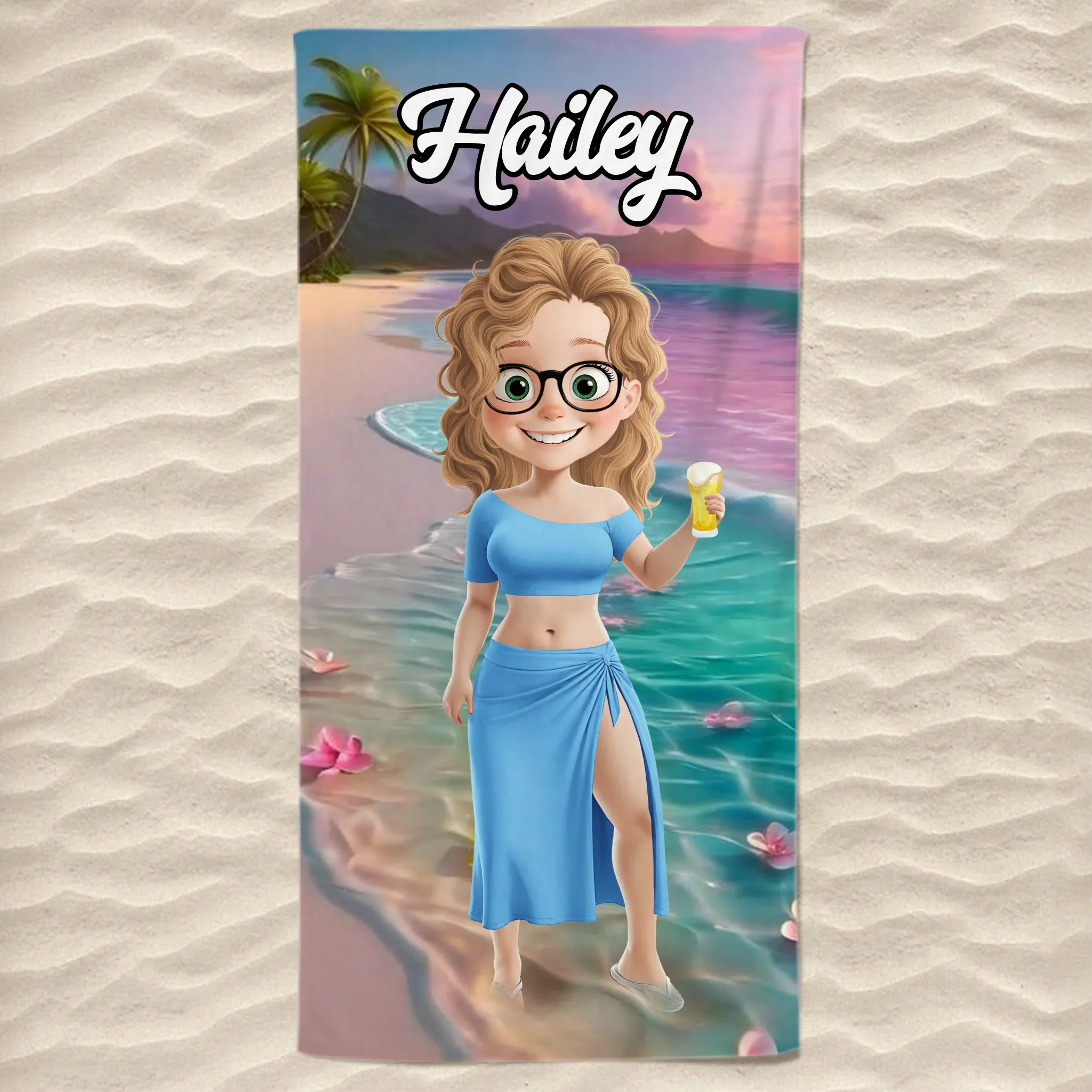 Catch Me Where The Waves Are - Bestie Personalized Custom Beach Towel - Summer Vacation Gift, Birthday Pool Party Gift For Best Friends, BFF, Sisters - Robaser