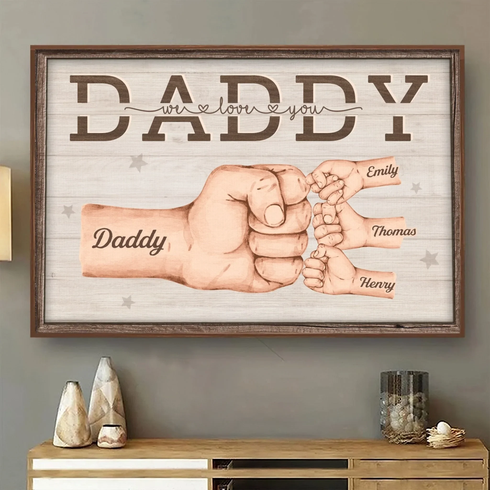 Forever Fist-bumping With Love - Family Personalized Custom Horizontal Poster - Father's Day, Gift For Dad, Grandpa - Robaser