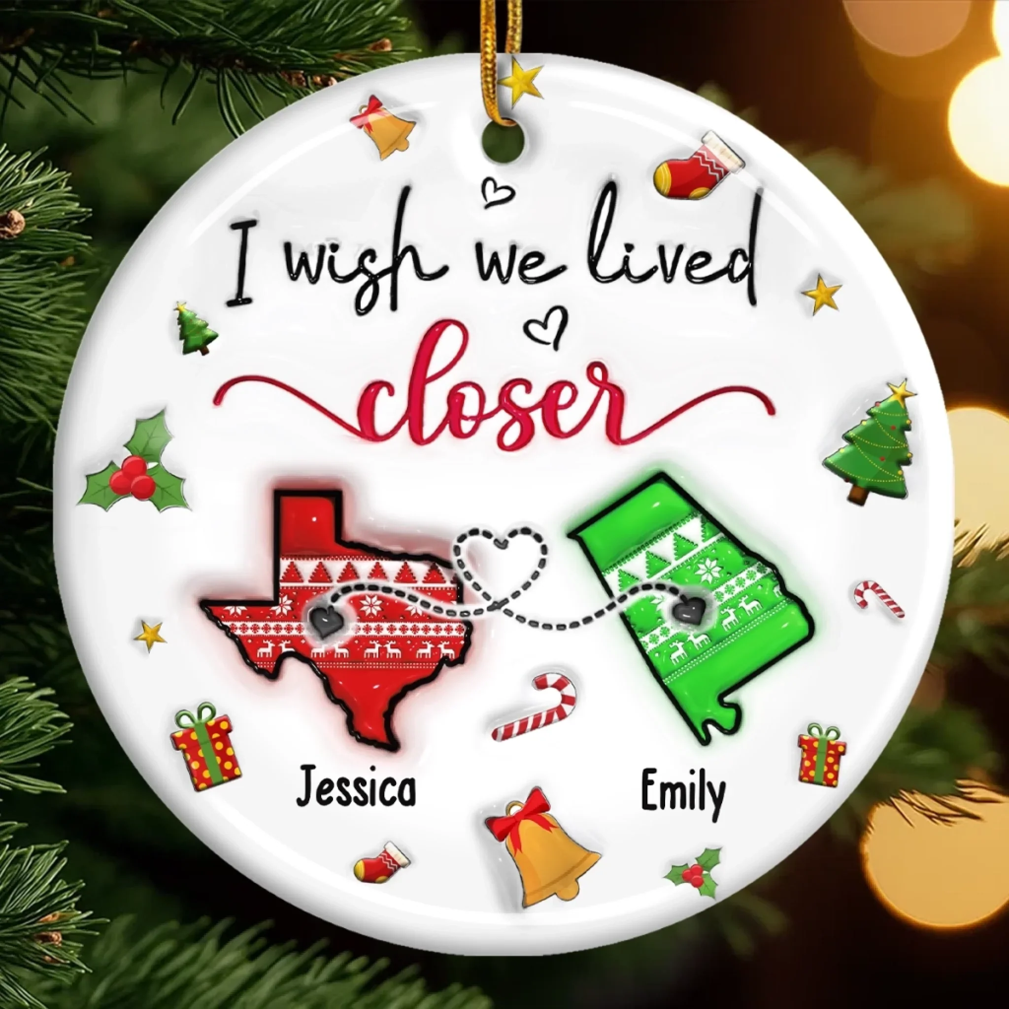 Custom Long Distance Ceramic Ornament - Personalized Best Friend Christmas Birthday Gifts For Women, Besties, Sisters, BFF - Miles Can  t Break Us - Robaser