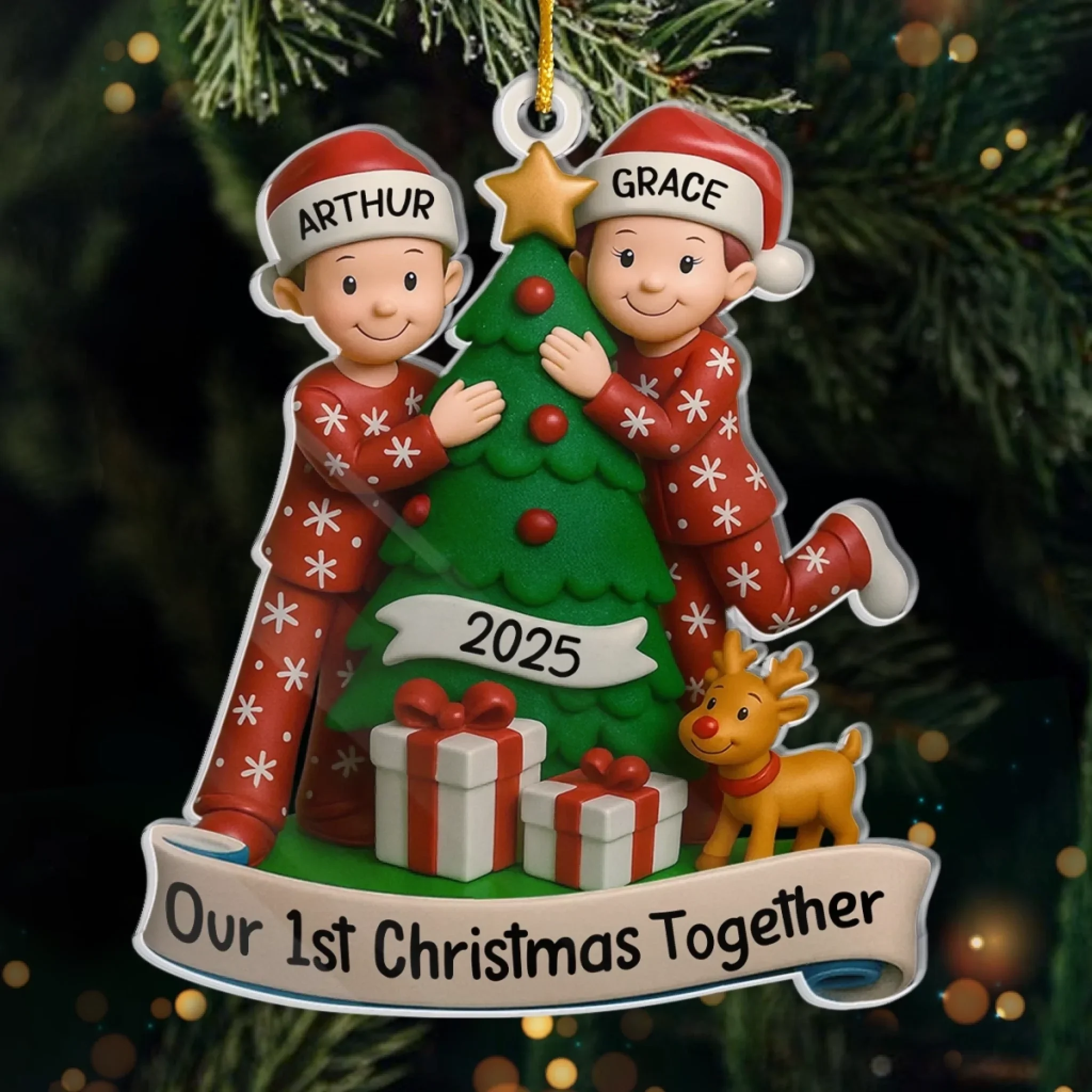 Custom Acrylic Ornament - Personalized Anniversary Christmas Wedding Gifts For Husband And Wife, Him And Her - The Best Present Is Being With You - Robaser