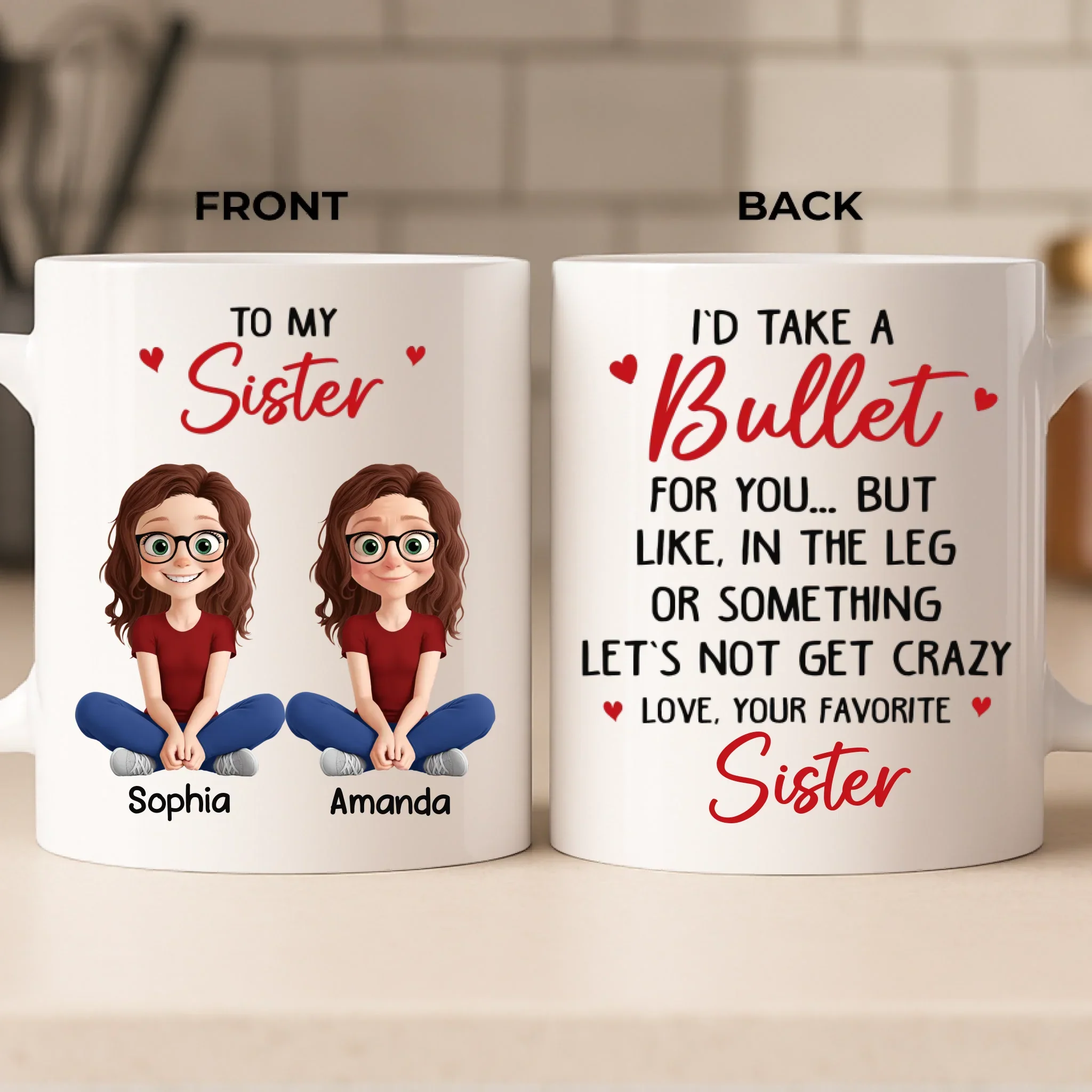 Custom Mug - Personalized Best Friend Birthday Gifts For Women, Besties, Sisters, BFF - Bestie Smiles Brighten Every Day - Robaser