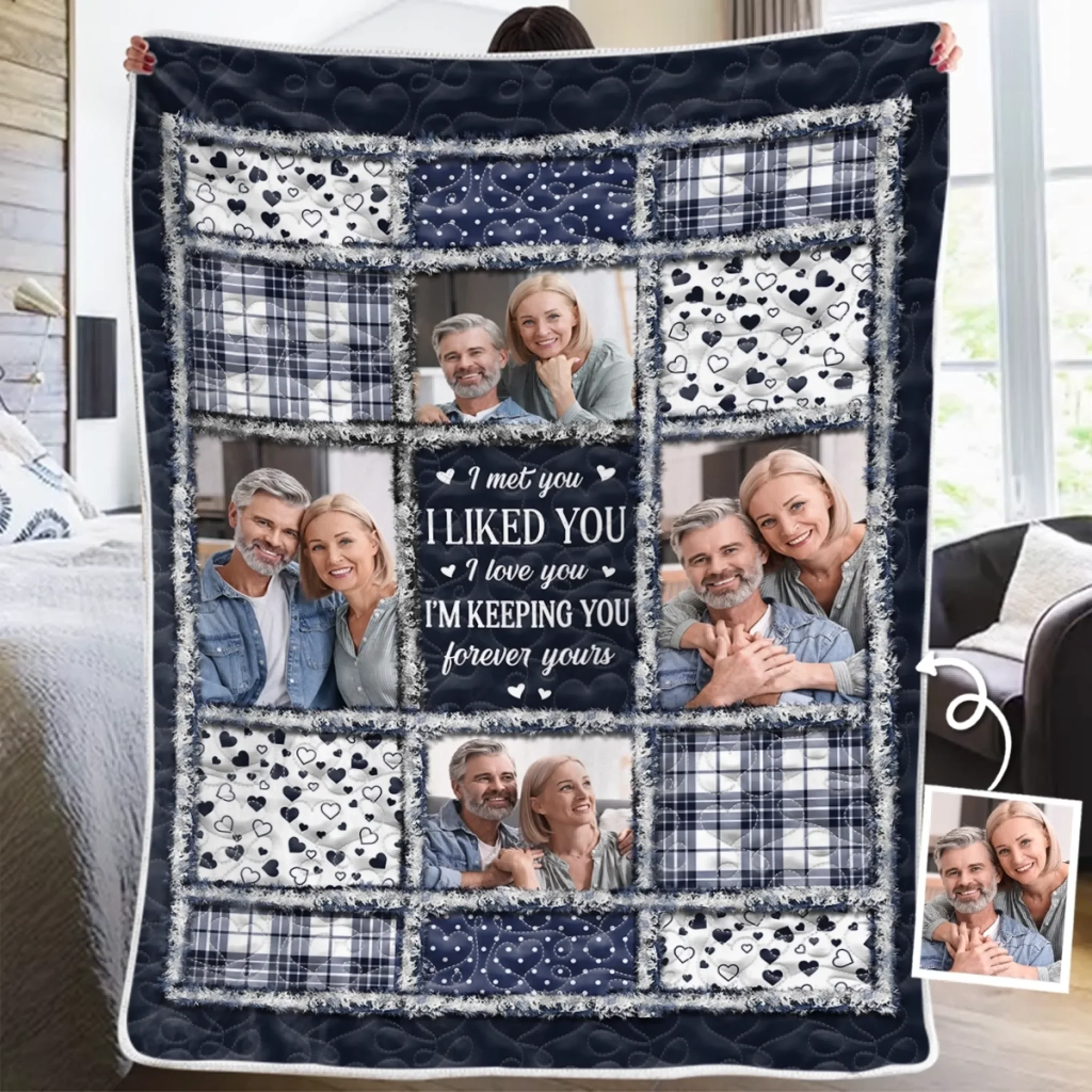 Custom Photo Blanket - Personalized Anniversary Wedding Gifts For Husband And Wife, Him And Her - I Found My Forever In You - Robaser