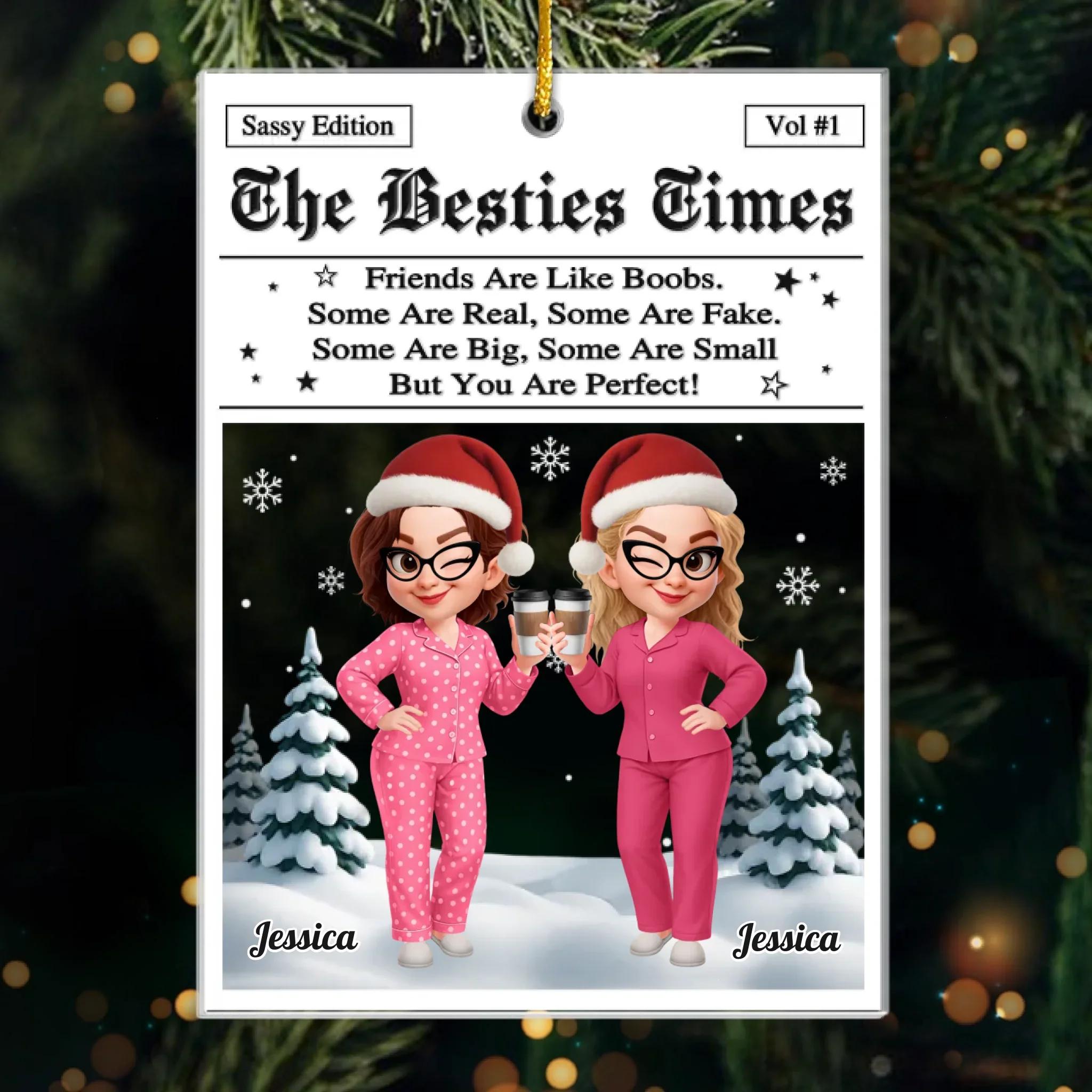 Custom Acrylic Ornament - Personalized Best Friend Christmas Birthday Gifts For Women, Besties, Sisters, BFF - Side By Side Year By Year - Robaser