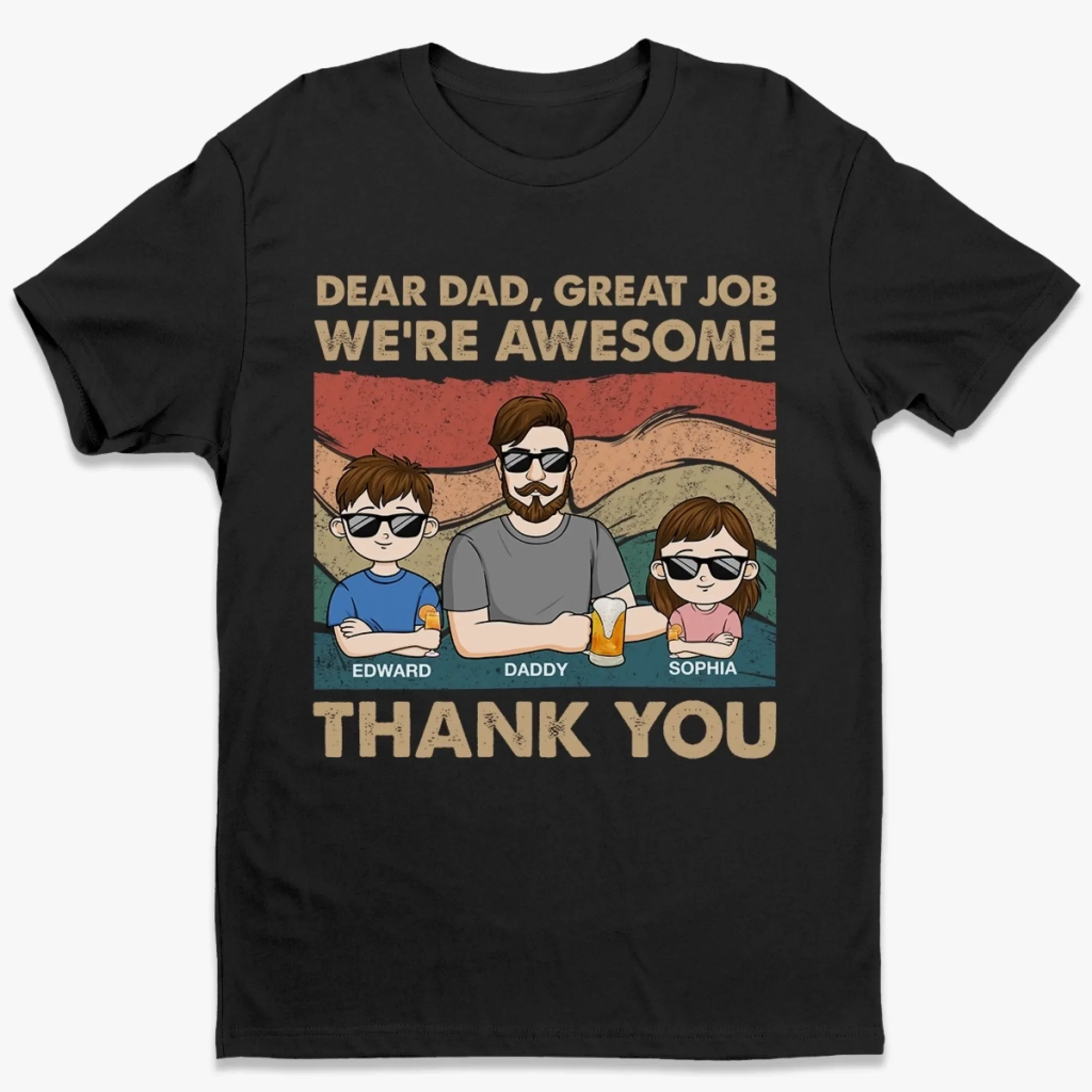 Dear Dad, Thanks For Being Awesome - Family Personalized Custom Unisex T-shirt, Premium T-shirt, Hoodie - Father's Day, Gift For Dad, Grandpa - Robaser