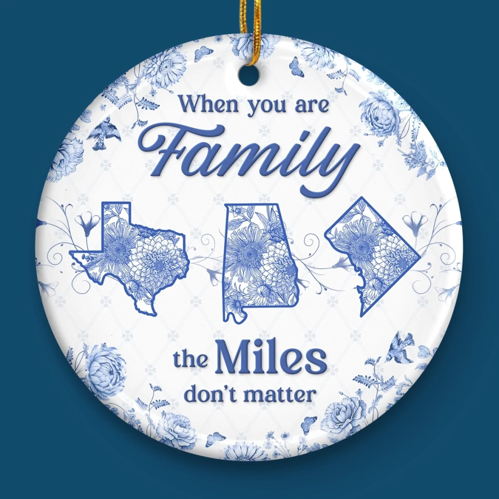 Custom Long Distance Ceramic Ornament - Personalized Christmas Birthday Gifts For Mom, Dad, Kids - No Map Can Measure Love - Robaser