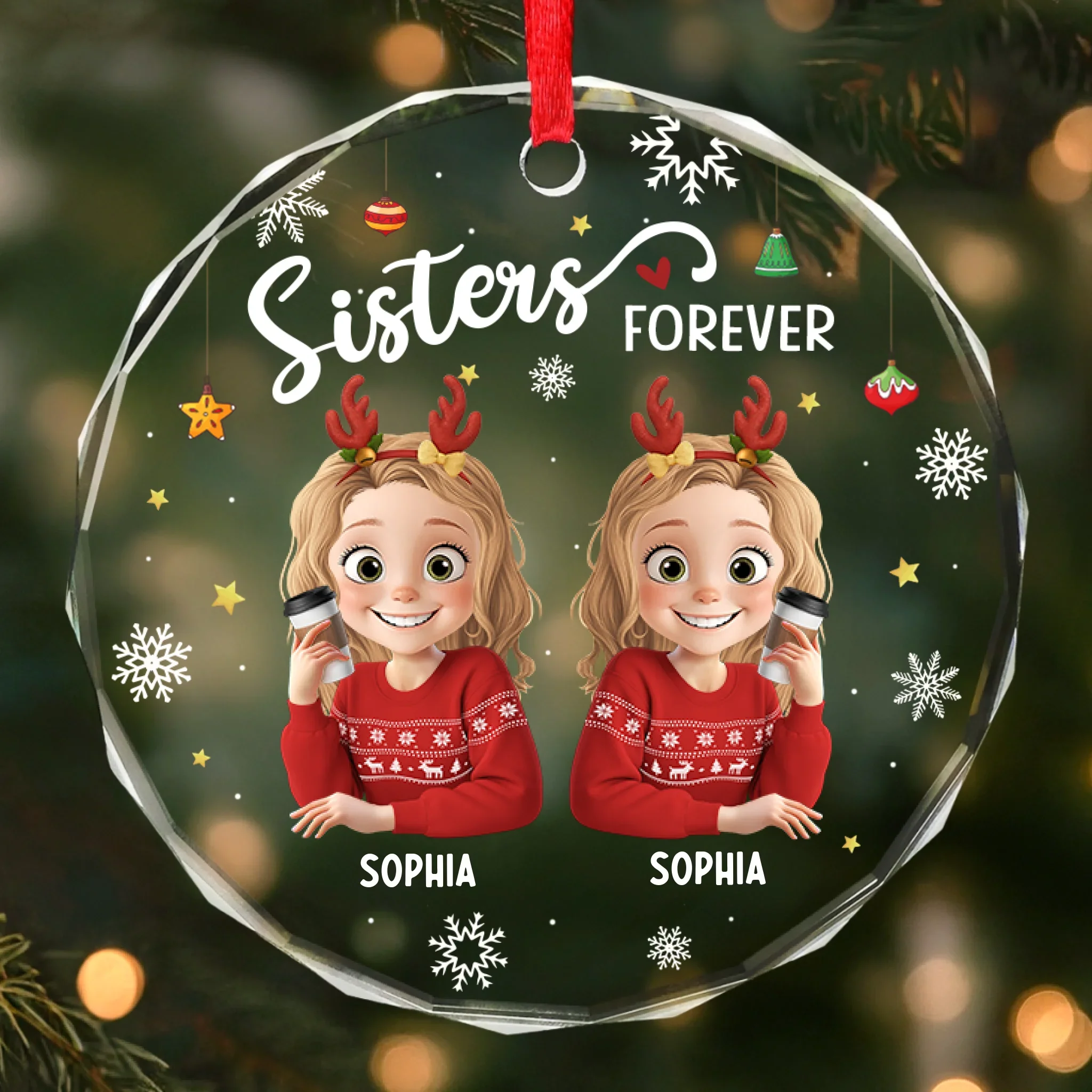 Custom Circle Glass Ornament - Personalized Christmas Best Friend Birthday Gifts For Women, Besties, Sisters, BFF - Friendship Is The Gift That Lasts - Robaser