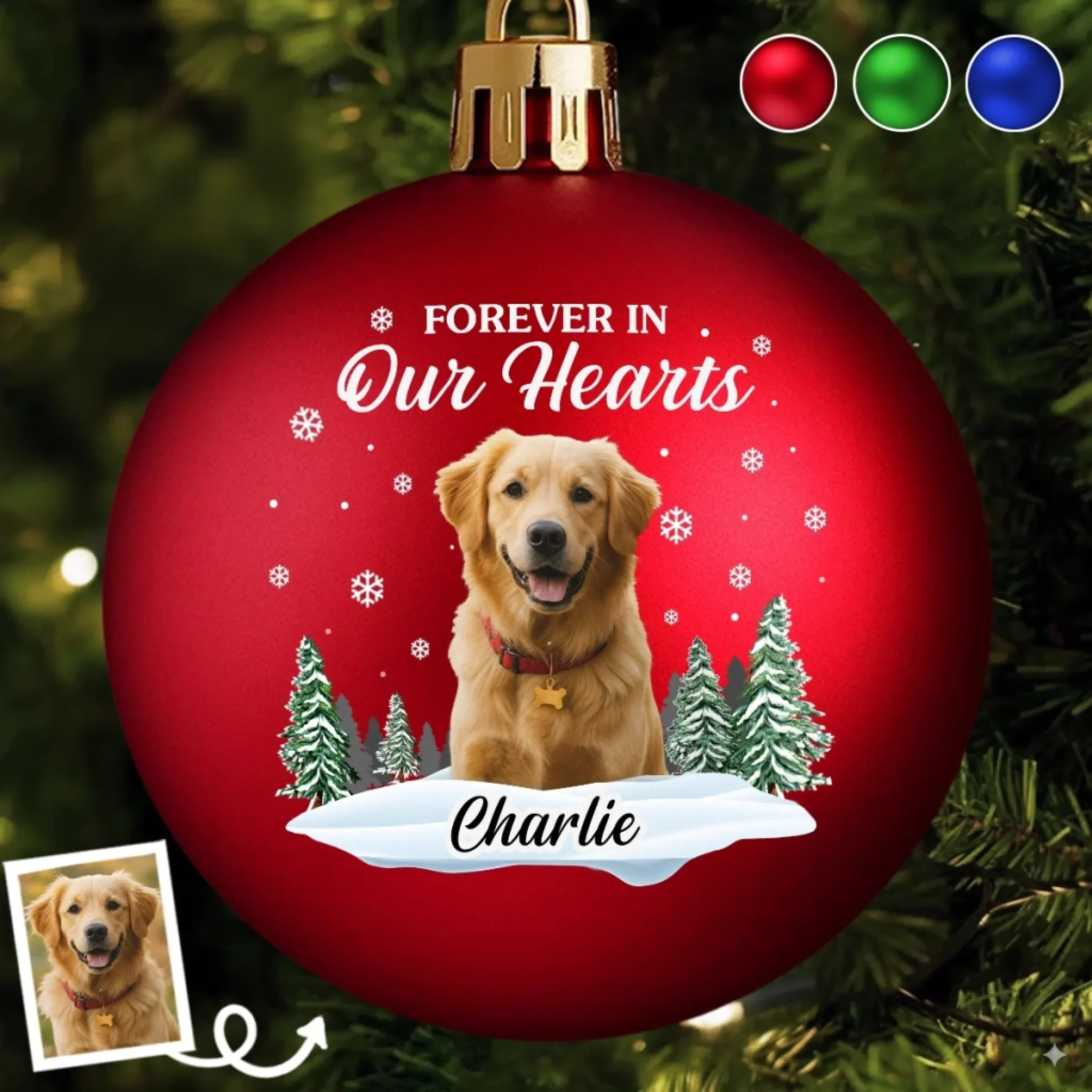 Custom Photo Colored Ball Ornament - Personalized Pet Christmas Memorial Sympathy Gifts For Dogs, Cats - Love Remains Beyond The Leash - Robaser