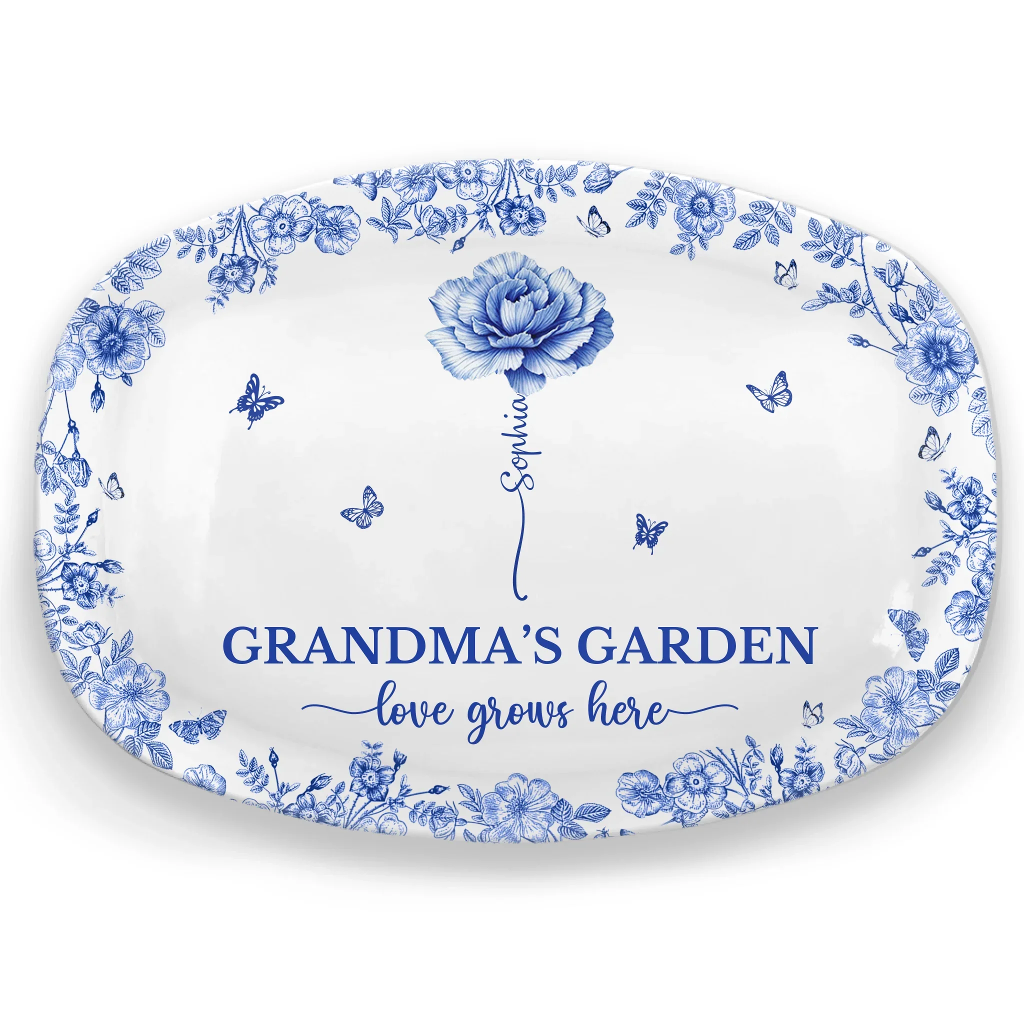 Custom Platter - Personalized Birthday Gifts For Mom, Grandma - Floral Roots Of Everlasting Love - Robaser