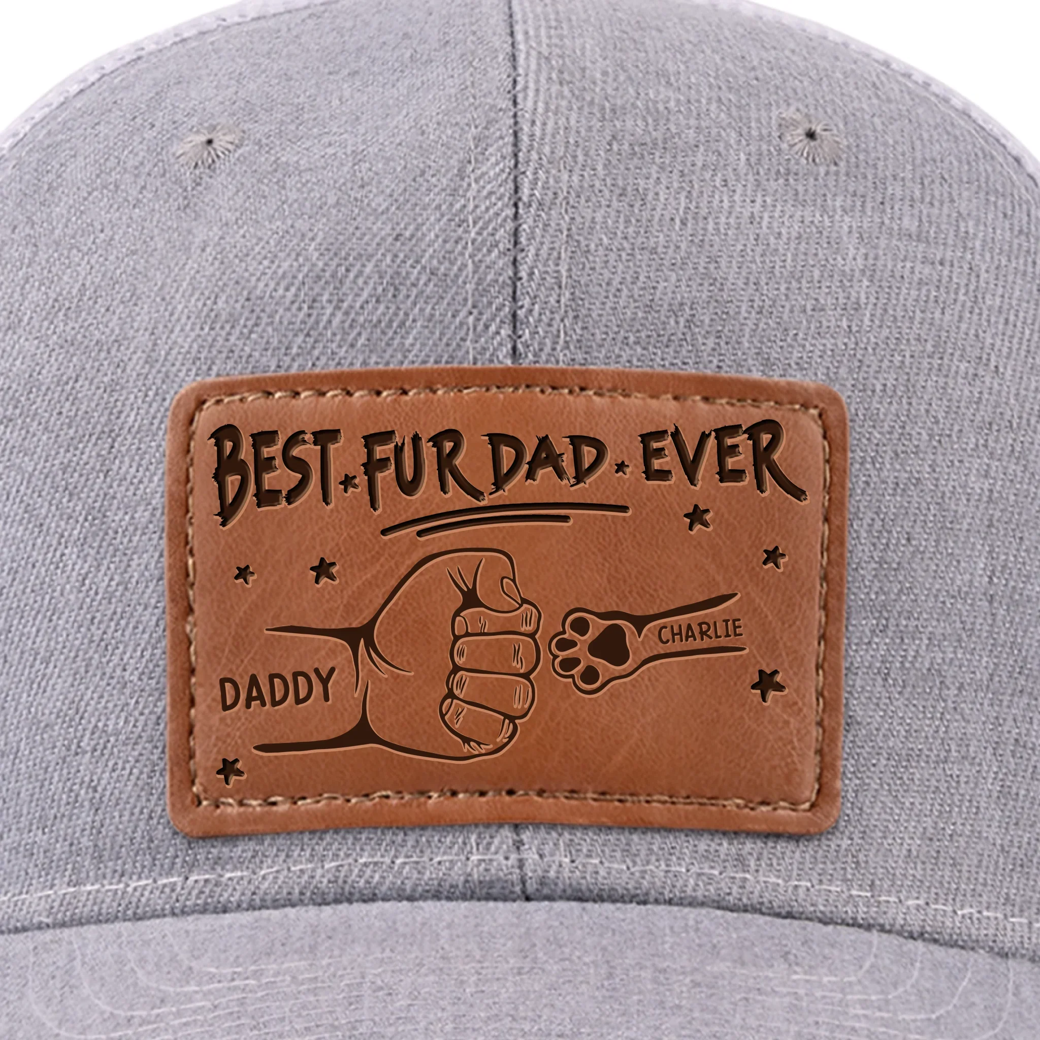 Proud Dad Of Pawsome Kids - Dog & Cat Personalized Custom Leather Patch Hat - Father's Day, Gift For Pet Owners, Pet Lovers - Robaser