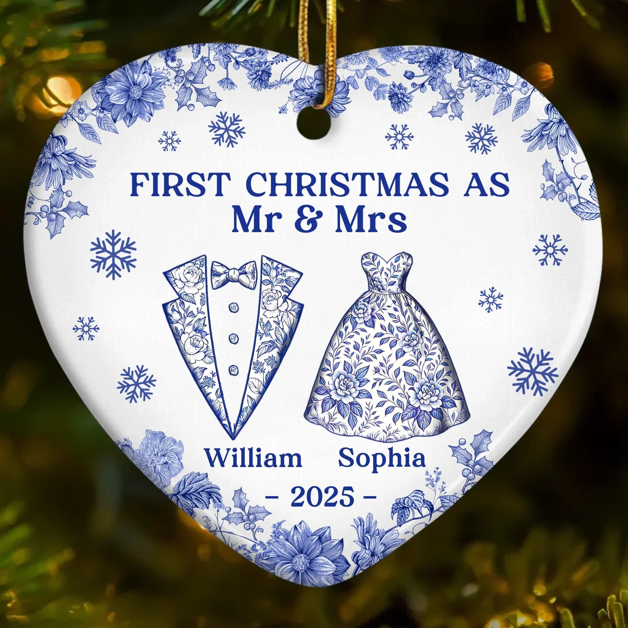 Custom Ceramic Ornament - Personalized Anniversary Christmas Wedding Gifts For Husband And Wife, Him And Her - The Christmas We Became Mr And Mrs - Robaser