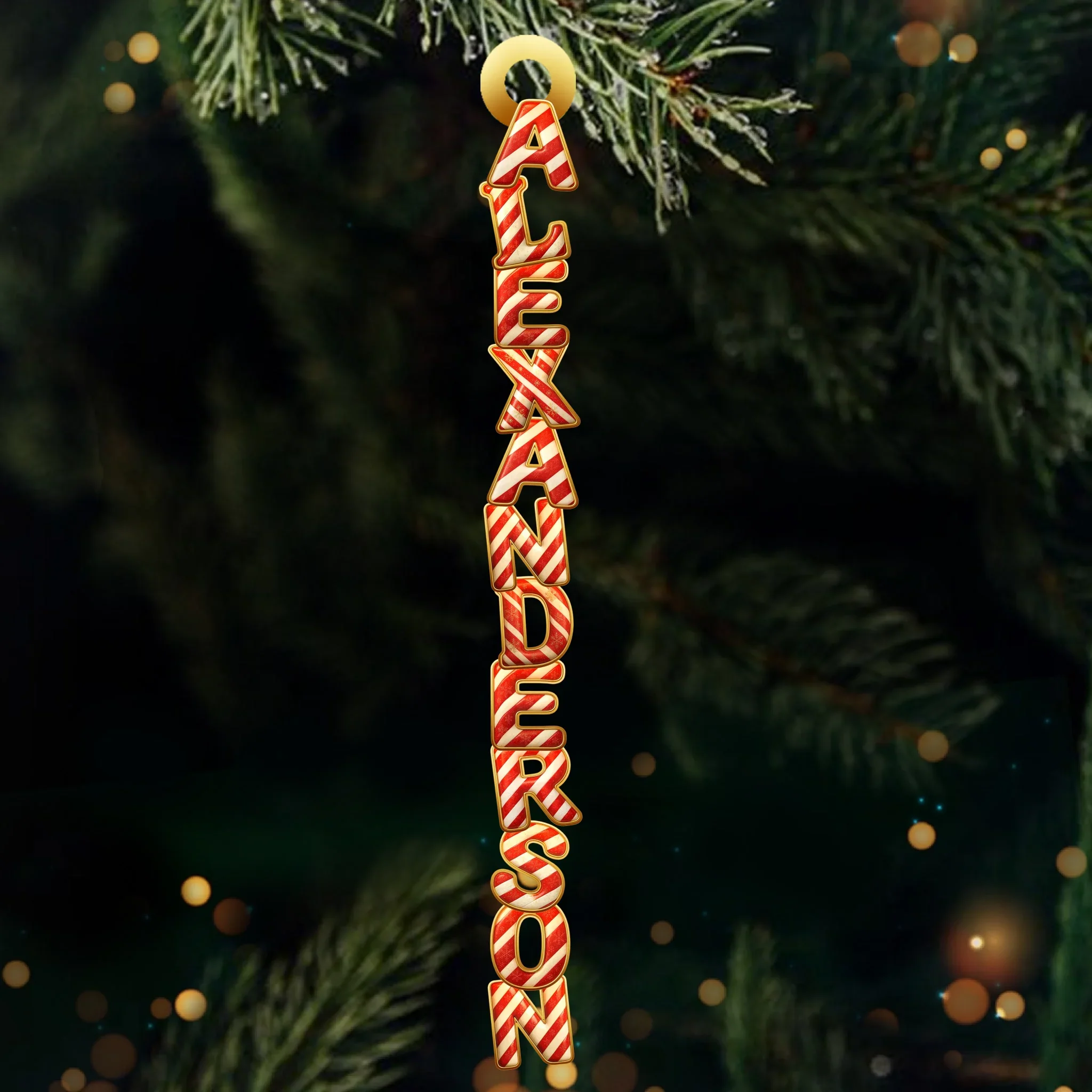 Custom Candy Cane Letter Wooden Ornament - Personalized Christmas Birthday Gifts For Mom, Dad, Brother, Sister, Kids - Names So Sweet Memories Sweeter - Robaser