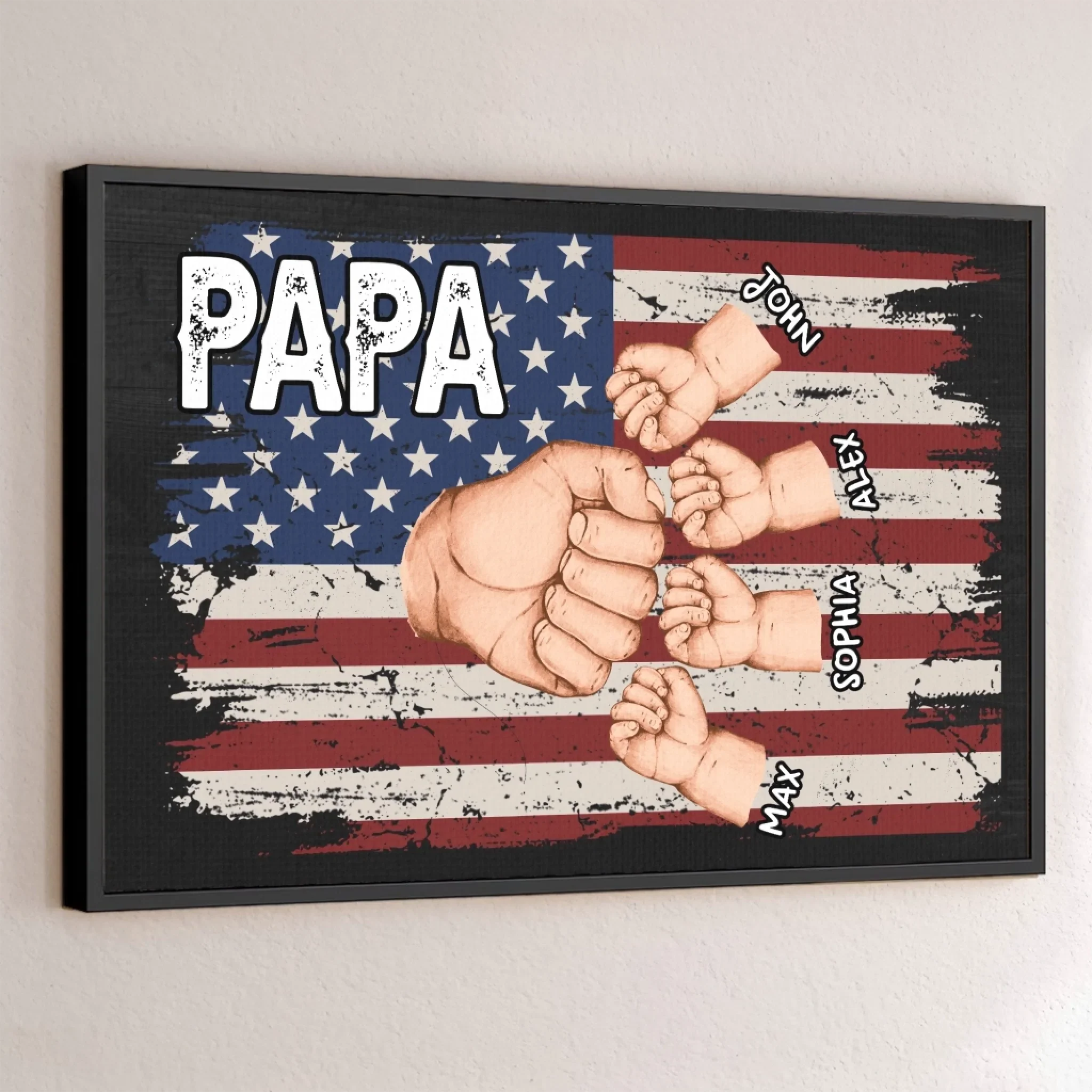 Papa & Crew, Always United - Family Personalized Custom Horizontal Poster - Father's Day, Gift For Dad, Grandpa - Robaser