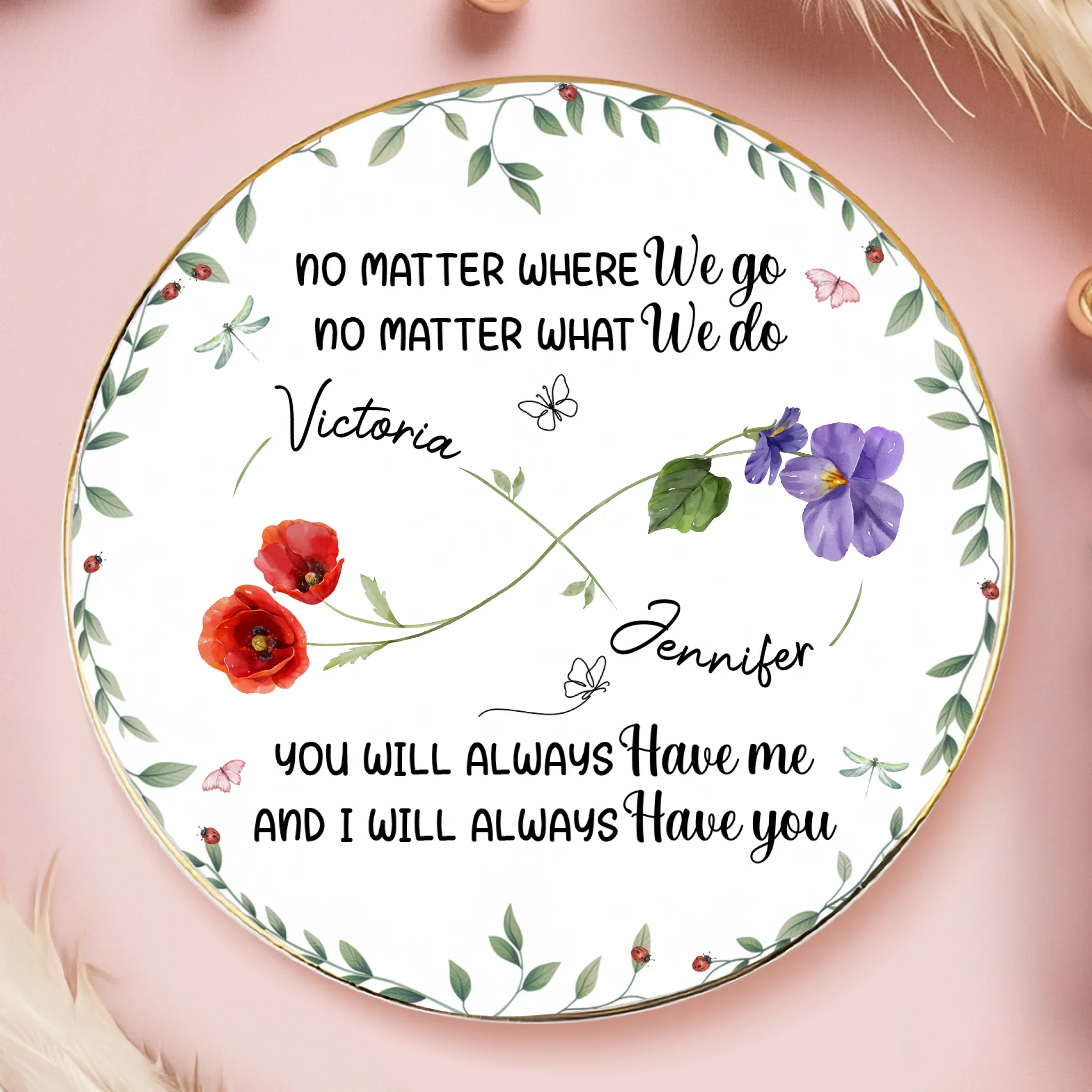 Custom Full-Print Round Jewelry Dish - Personalized Best Friend Birthday Gifts For Women, Besties, Sisters, BFF - More Than Friends, We  re Soulmates - Robaser