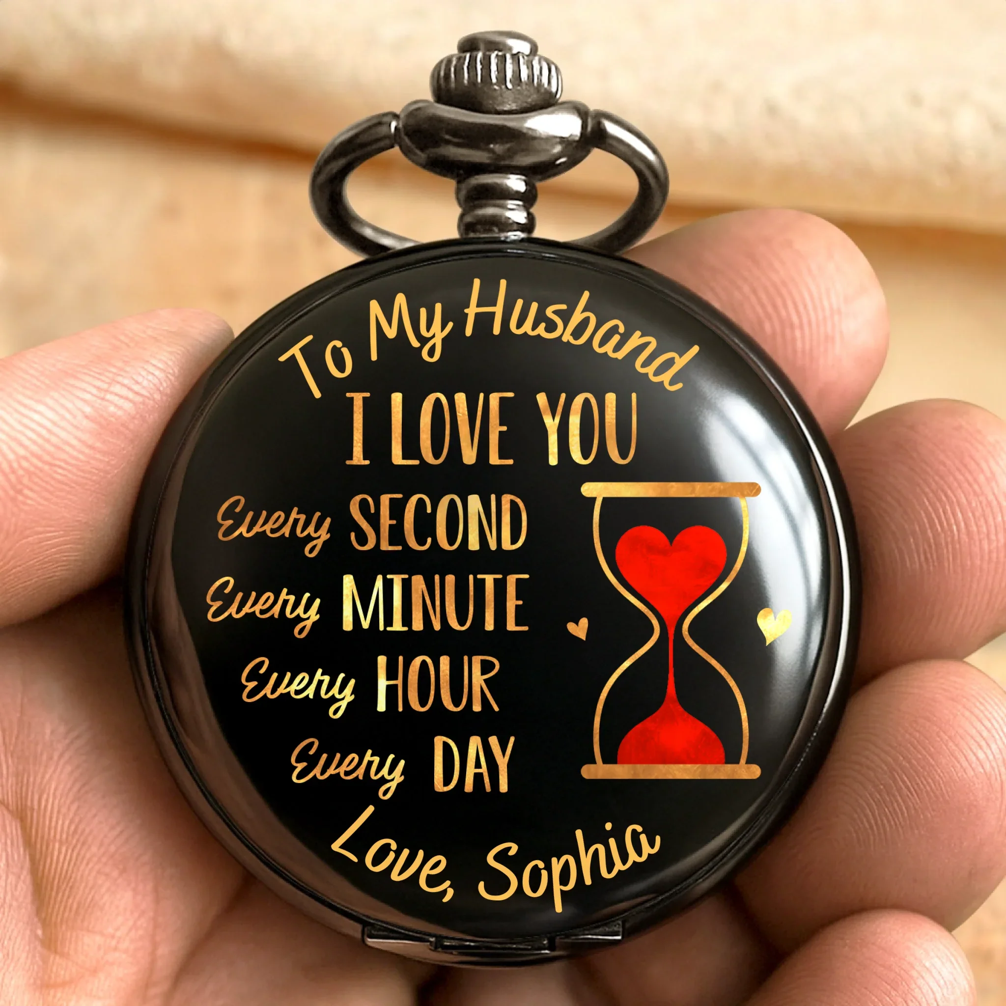 The Best Kind Of Magic Is Love - Couple Personalized Custom Pocket Watch - Gift For Husband Wife, Anniversary - Robaser