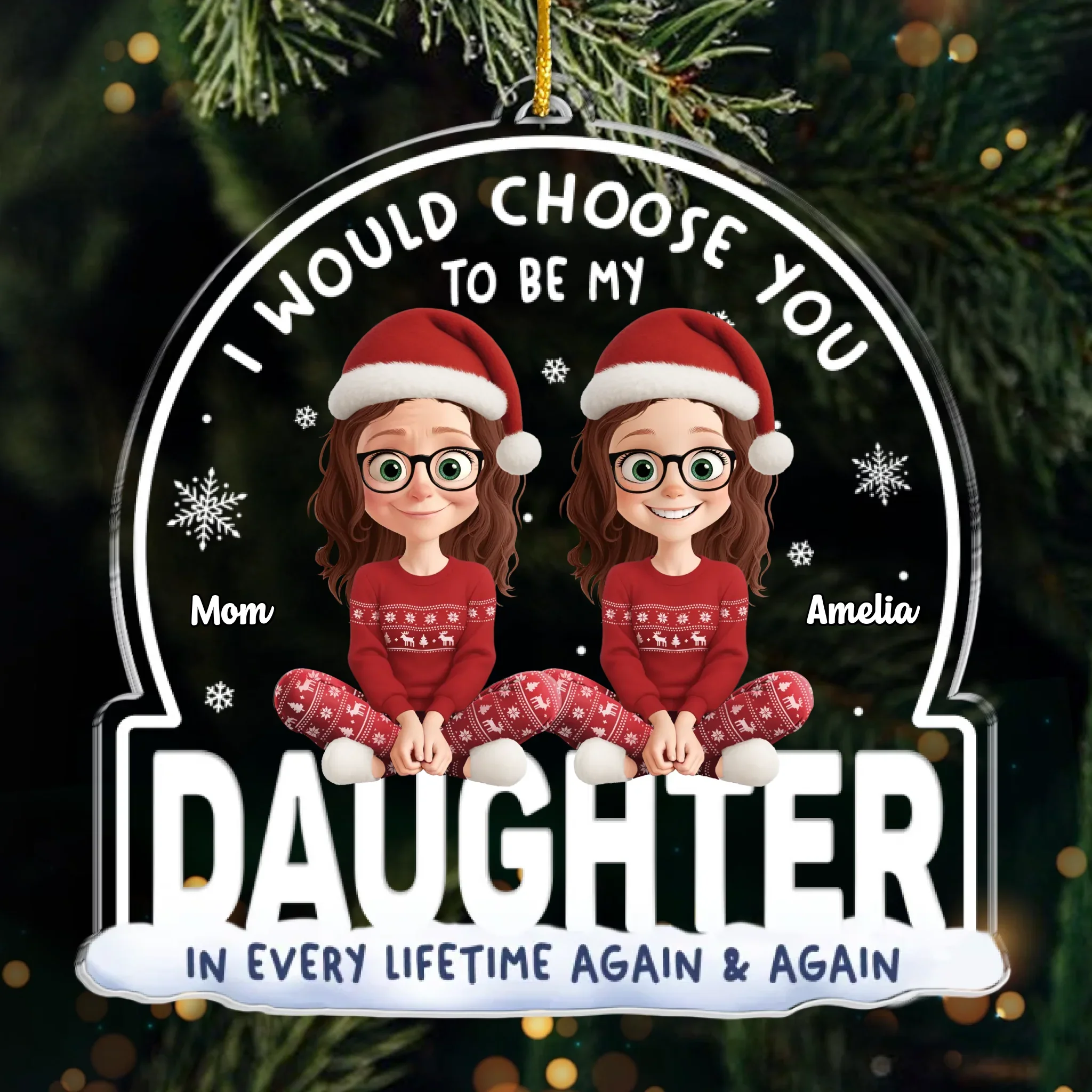 Custom Acrylic Ornament - Personalized Christmas Birthday Gifts For Mom, Dad, Son, Daughter - A Daughter Today, A Friend Forever - Robaser