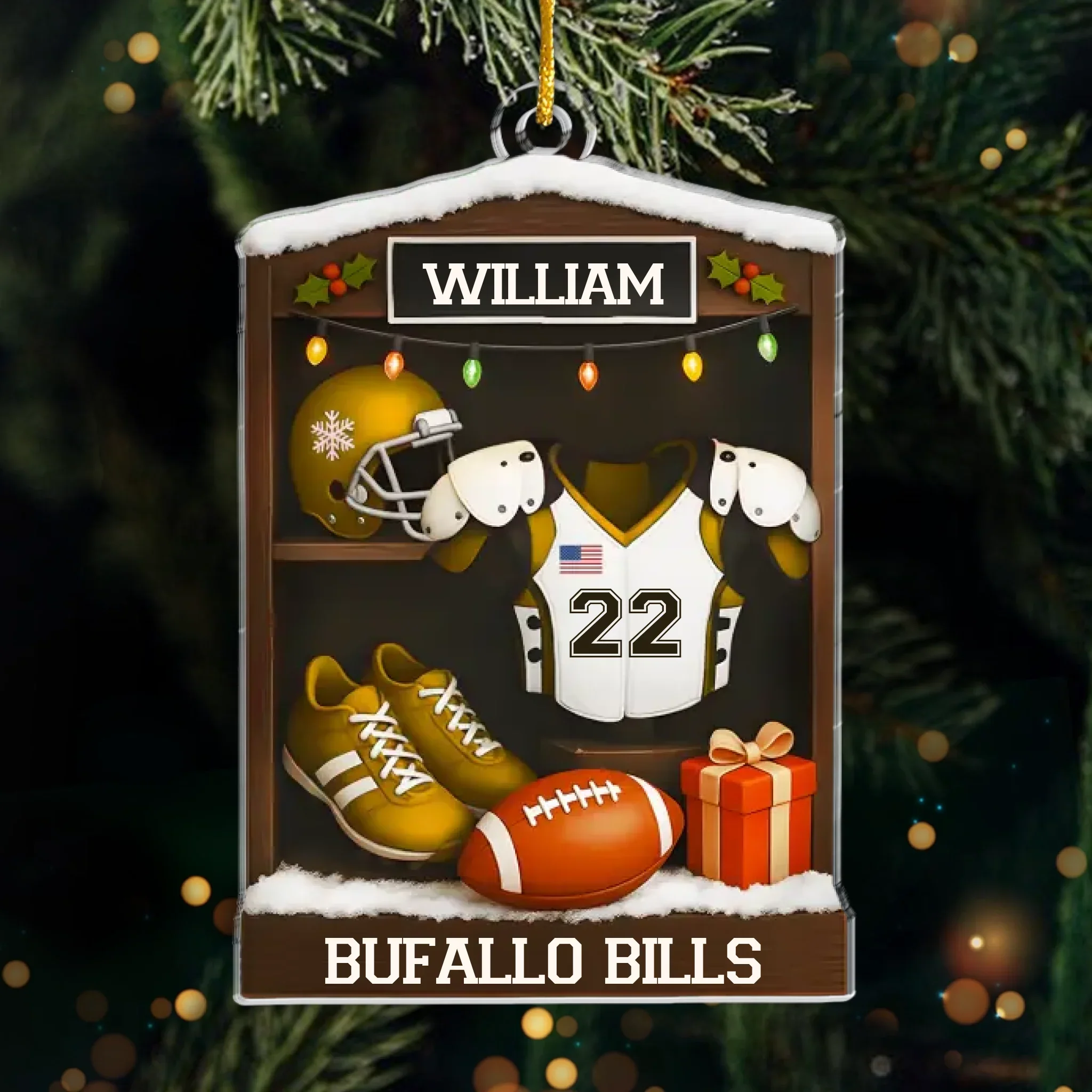 Custom American Football Acrylic Ornament - Personalized Gift For Birthday, Football Football Lovers, NFL Fans, Sport Lovers, Senior Graduation Gift, Christmas Gifts, Christmas Decoration - Joy Is A Home Run - Robaser