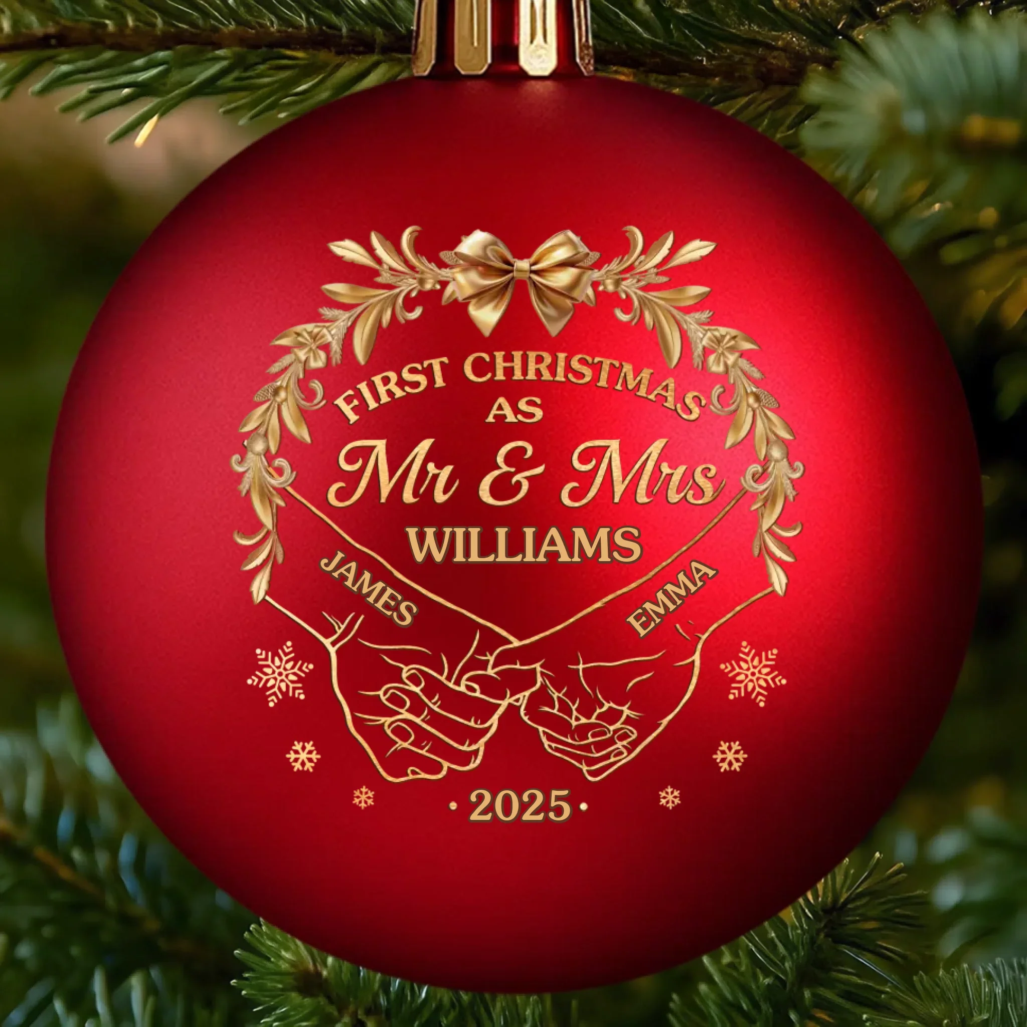 Custom First Christmas Colored Ball Ornament - Personalized Anniversary Christmas Wedding Gifts For Husband And Wife, Him And Her - Bonded By Love - Robaser