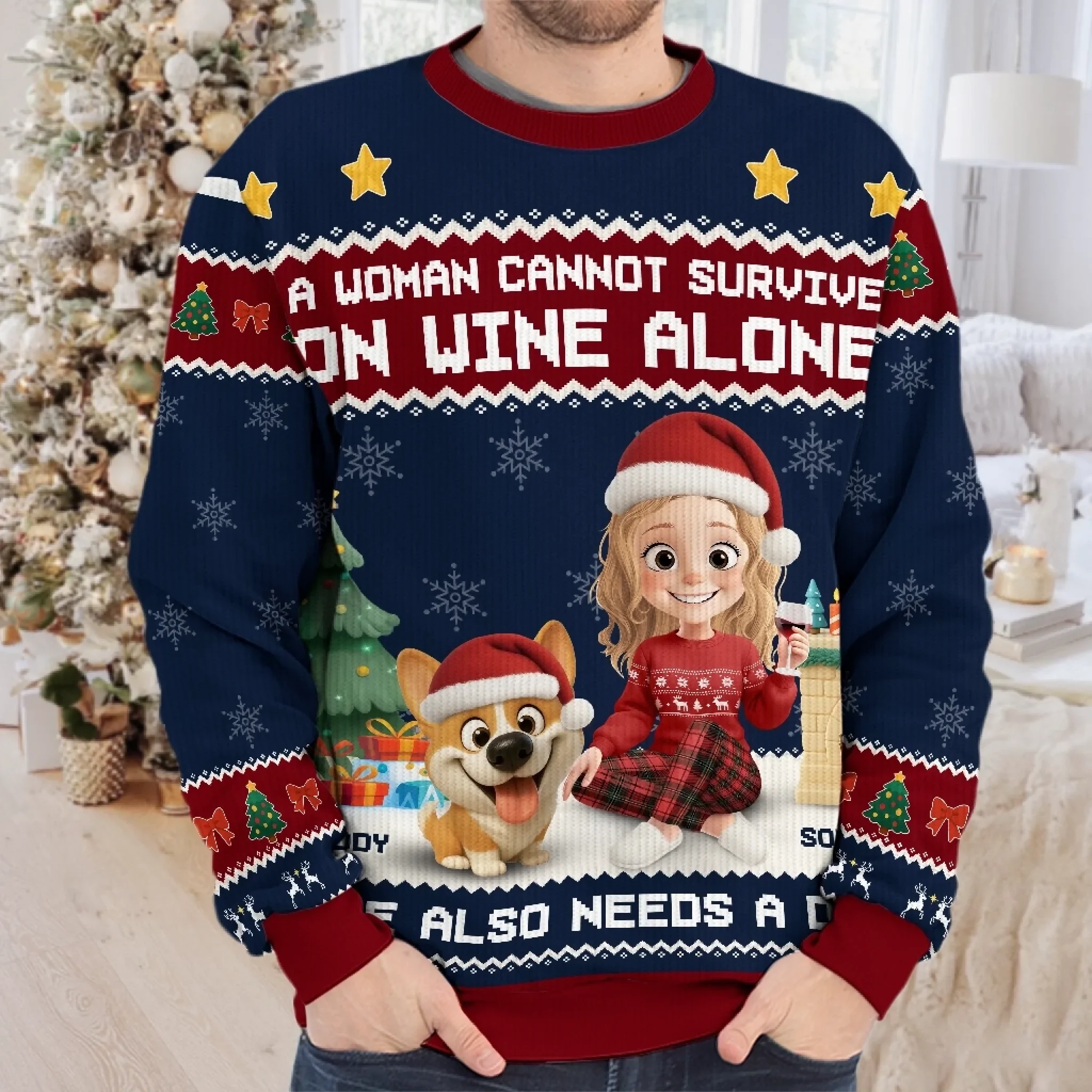 Custom Unisex Ugly Sweatshirt - Personalized  Christmas Birthday Gifts For Dog Lovers, Dog Dad And Mom - Santa  s Real Favorite - Robaser