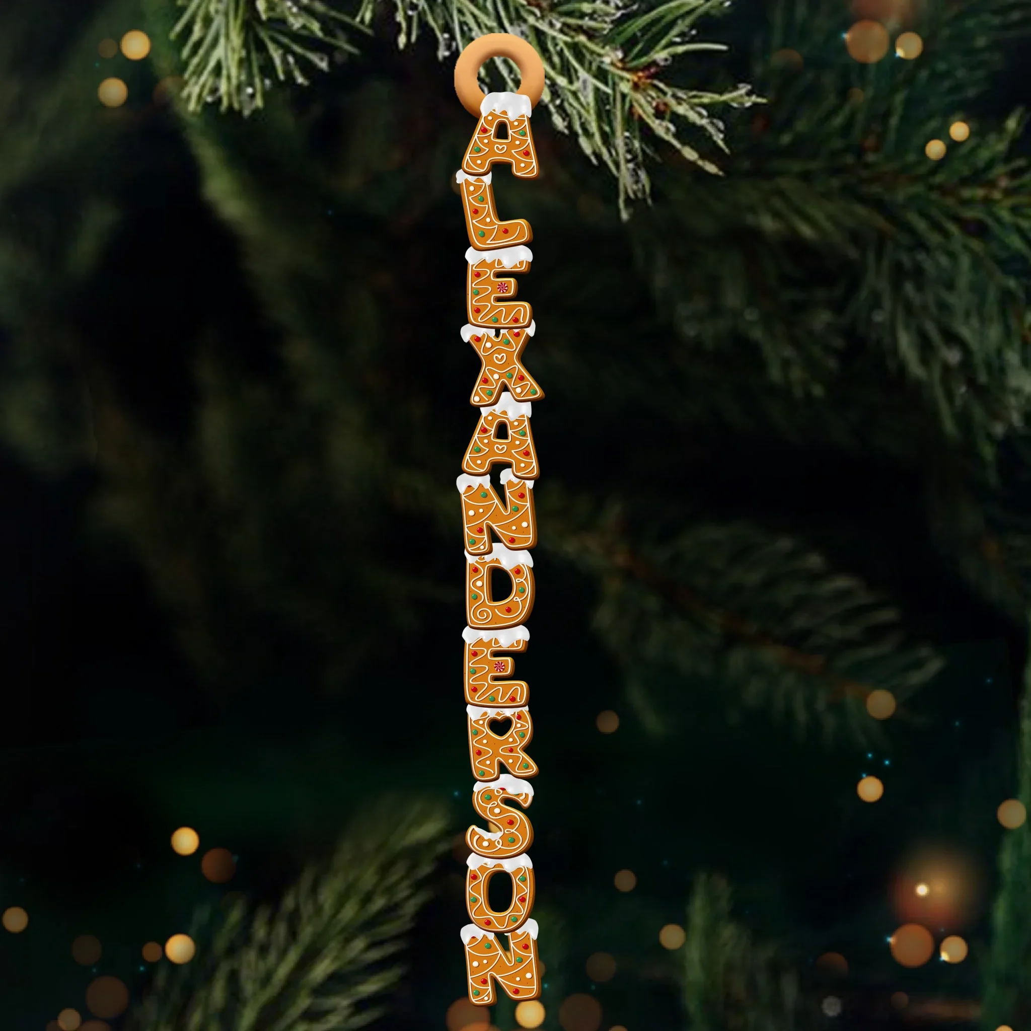 Custom Gingerbread Letter Wooden Ornament - Personalized Christmas Birthday Gifts For Mom, Dad, Brother, Sister, Kids - One Letter At A Time - Robaser