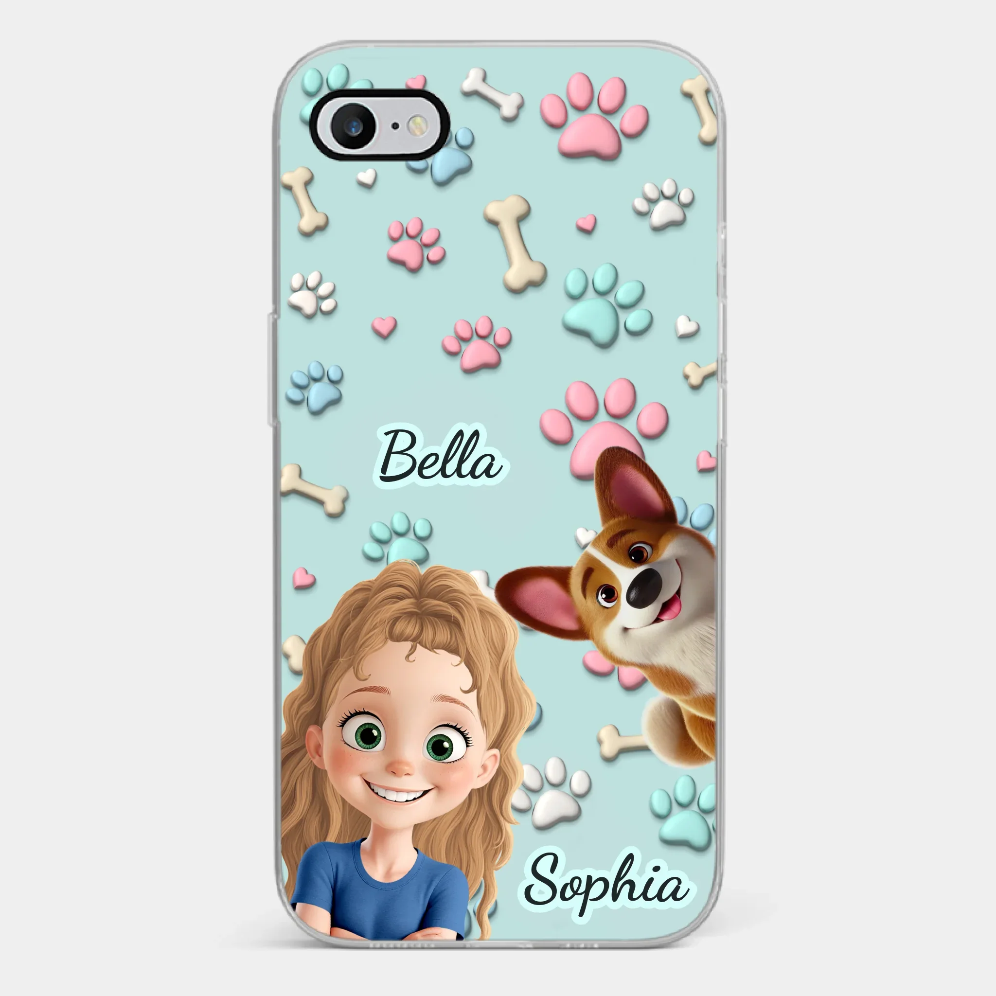 Custom 3D Inflated Effect Printed Clear Phone Case - Personalized Birthday Gifts For Dog Lovers, Dog Dad And Mom - Pawfect Moments Together - Robaser