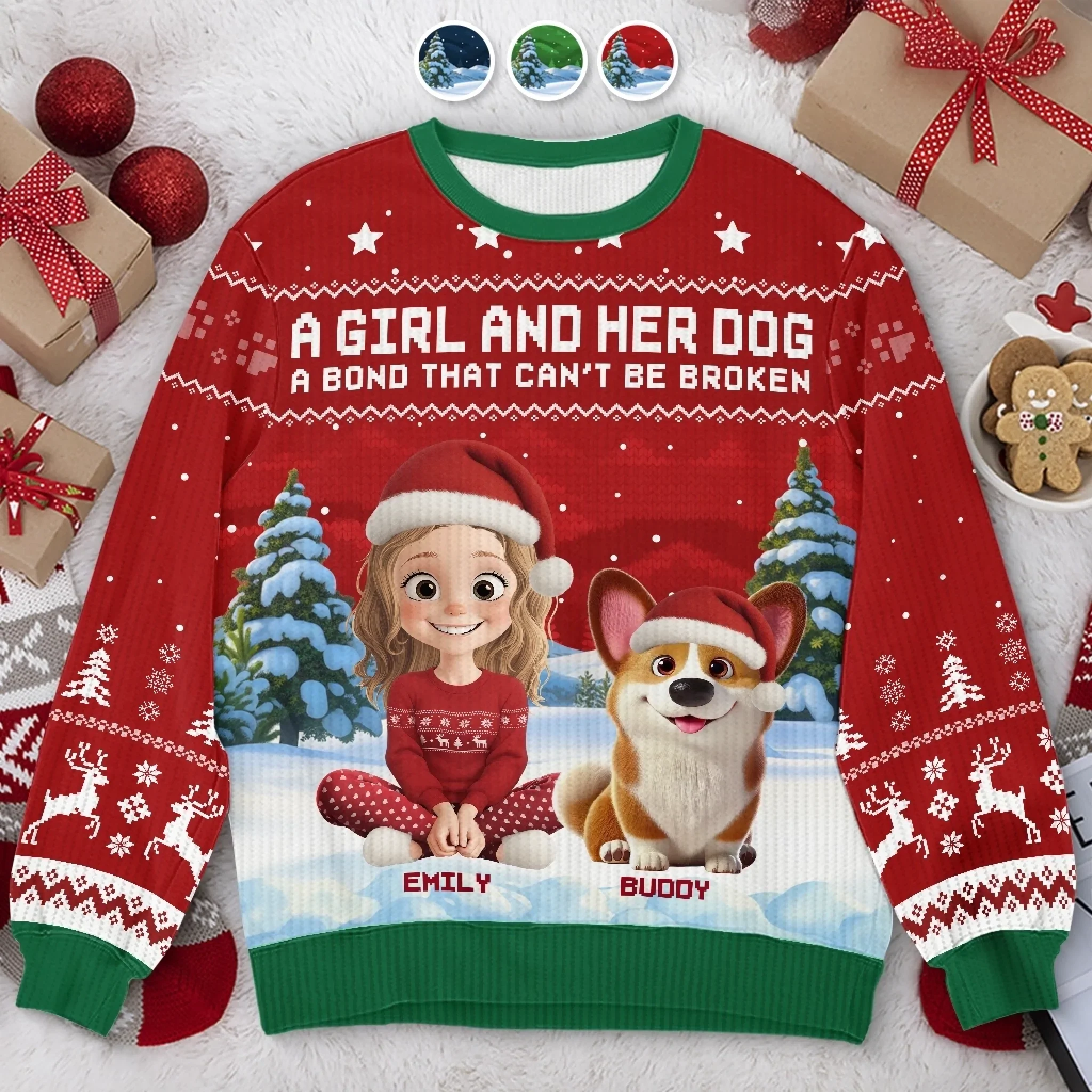 Custom Unisex Ugly Sweatshirt - Personalized  Christmas Birthday Gifts For Dog Lovers, Dog Dad And Mom - Festive Fur Baby Love - Robaser