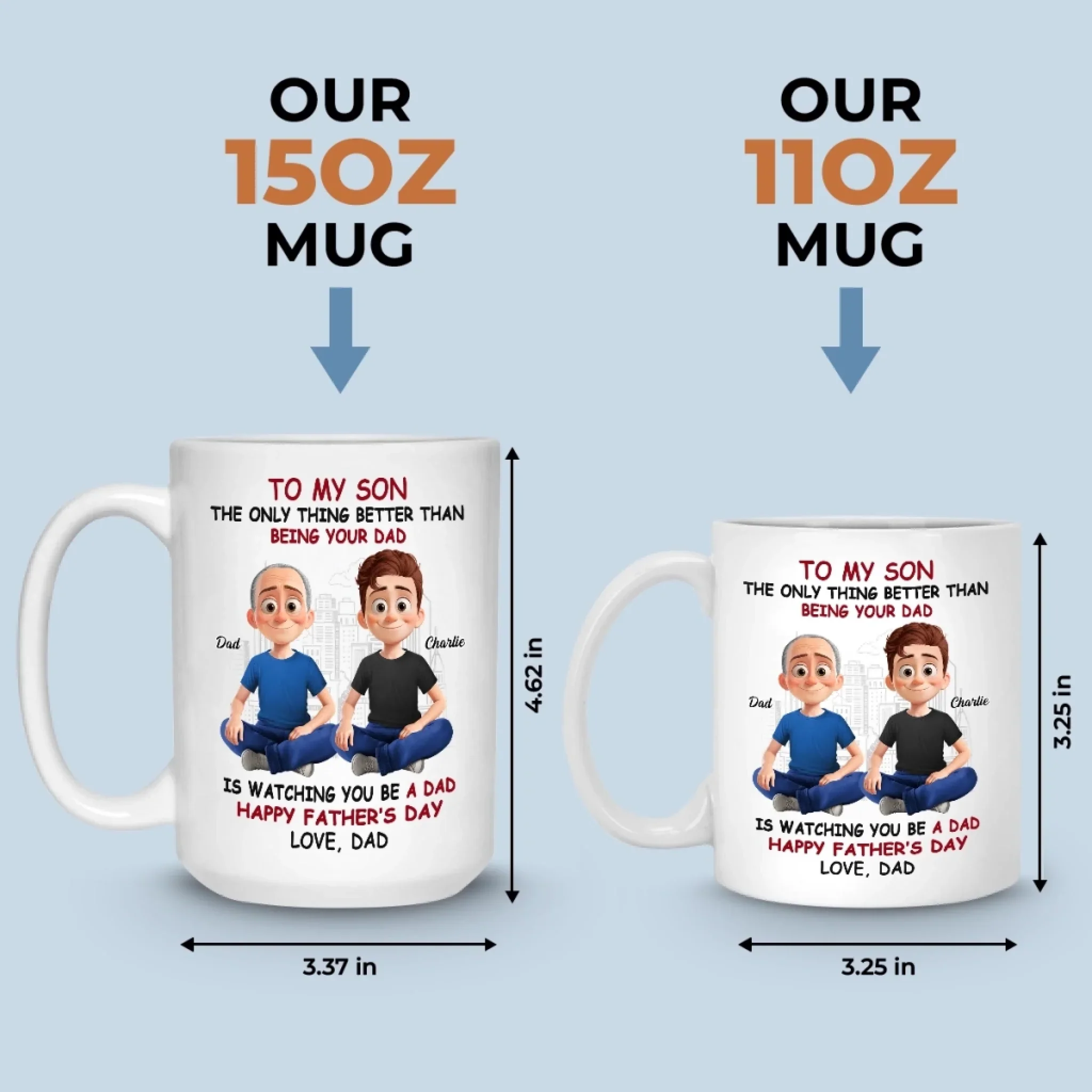 The Greatest Joy In Life Is Watching You Be A Dad - Family Personalized Custom Mug - Father's Day, Gift For Son - Robaser