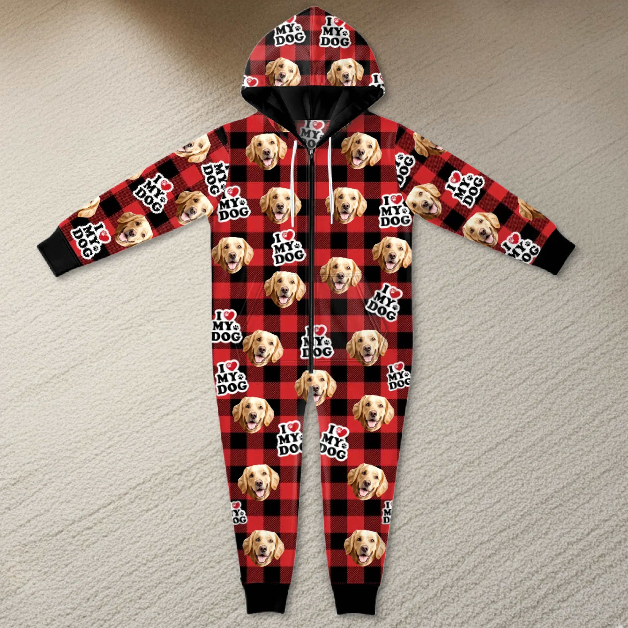 Custom Photo Adult Onesie - Personalized Christmas Birthday Gifts For Dog Cat Lovers, Dog Dad And Mom, Cat Owners - Just Me And My Furry Therapist - Robaser