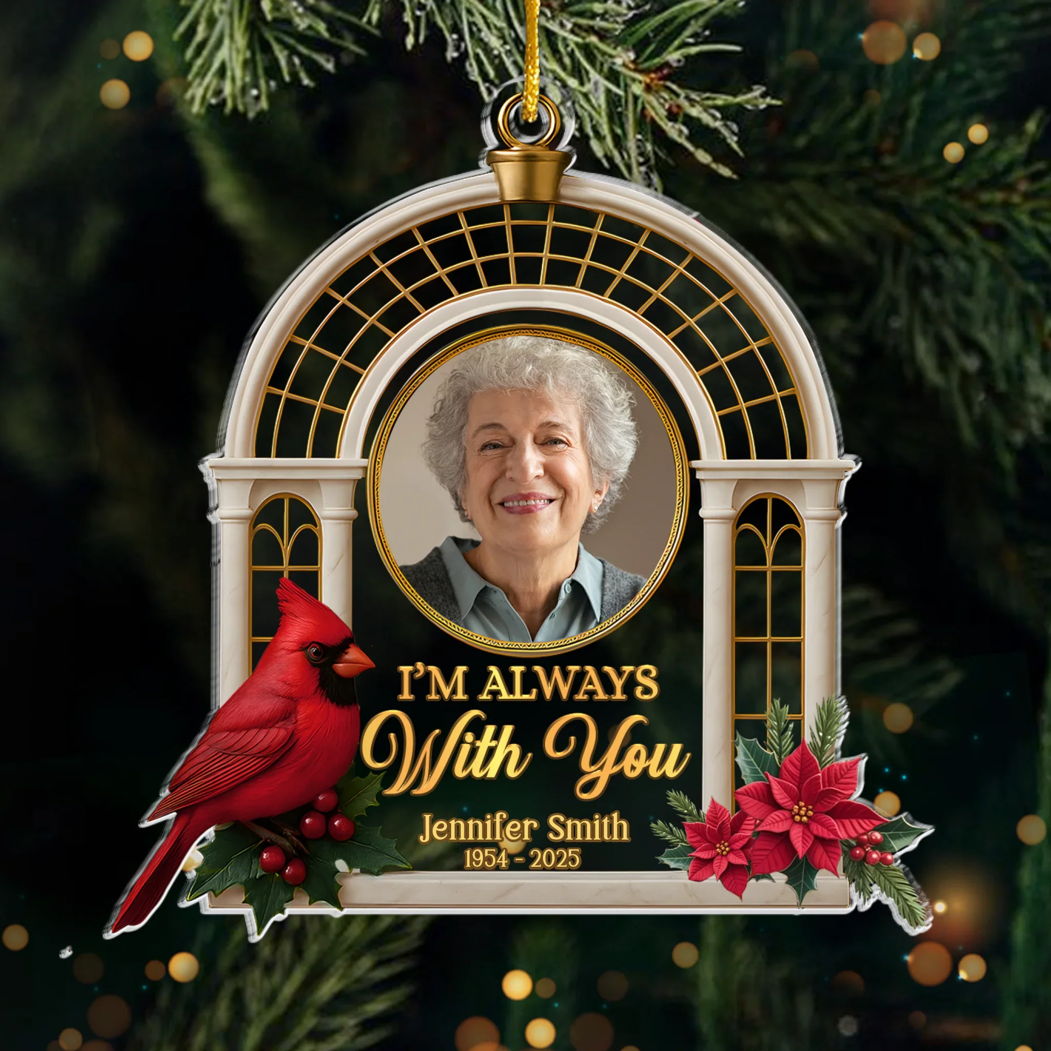 Custom Photo Acrylic Ornament - Personalized Christmas Memorial Sympathy Gifts For Loss Of Mom, Dad - Gone From Sight, Never From Heart - Robaser