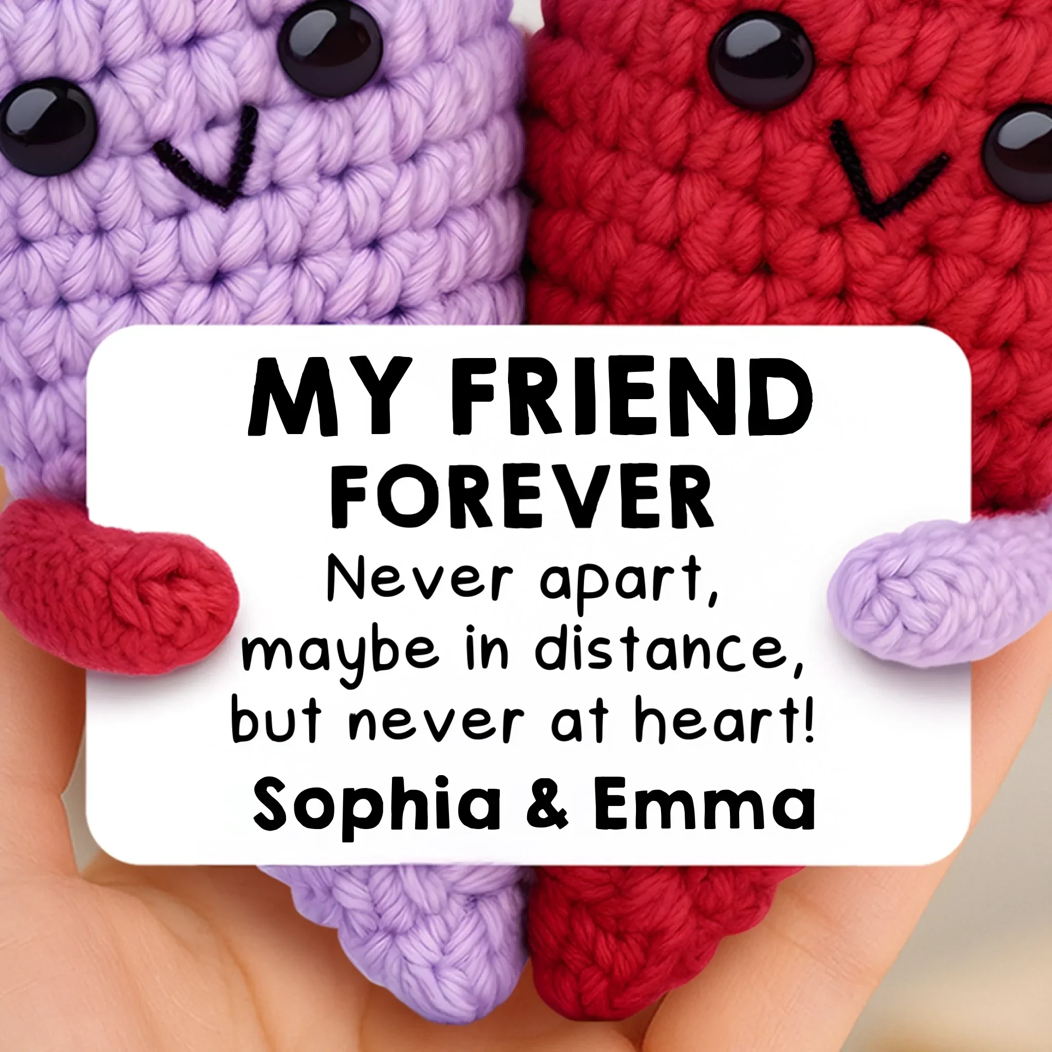 Custom Crochet Heart Plush - Personalized Best Friend Birthday Gifts For Women - Friendship Served With Smiles - Robaser