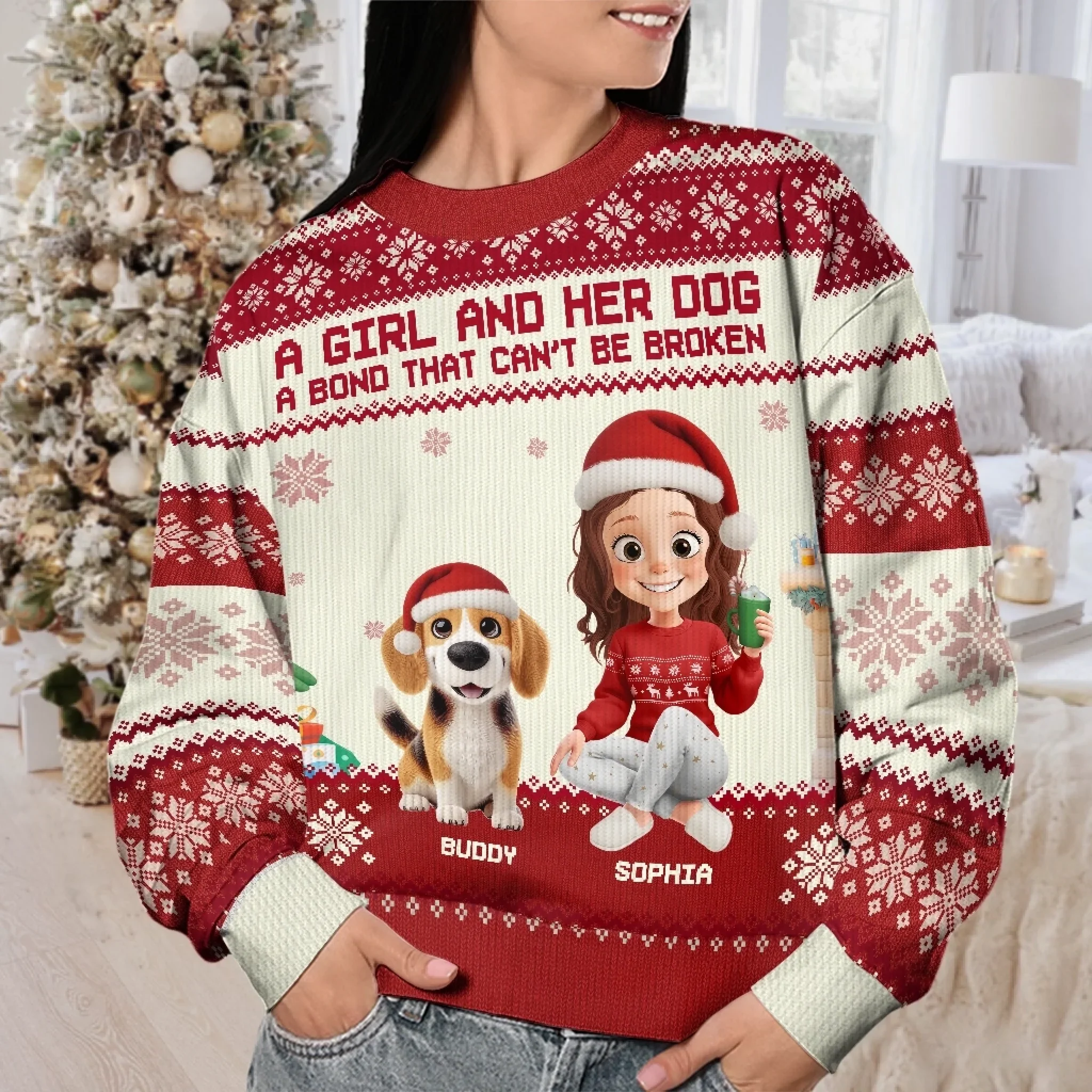 Custom Unisex Ugly Sweatshirt - Personalized  Christmas Birthday Gifts For Dog Cat Lovers, Dog Dad And Mom, Cat Owners - Life Is Better With My Fur Babies - Robaser