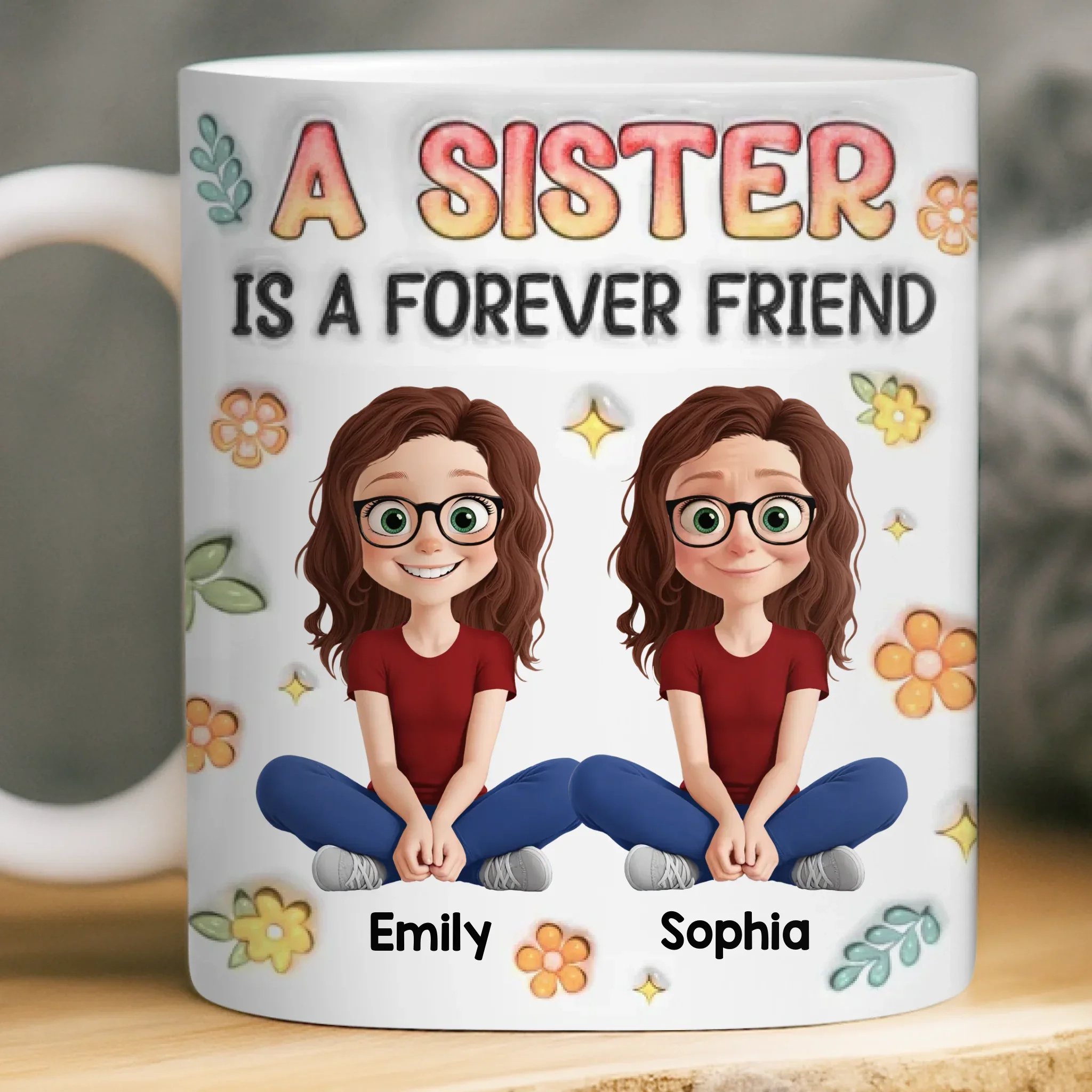 Custom Mug - Personalized Best Friend Birthday Gifts For Women, Besties, Sisters, BFF - Together We Laugh Without End - Robaser
