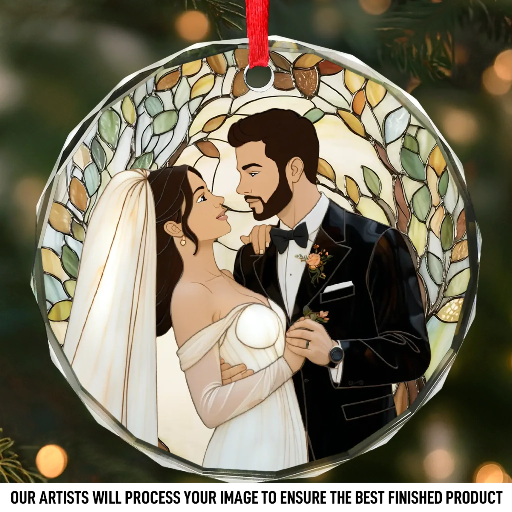 Custom Photo Circle Glass Ornament - Personalized Anniversary Wedding Gifts For Husband And Wife, Him And Her - Two Souls Choosing Us Daily - Robaser