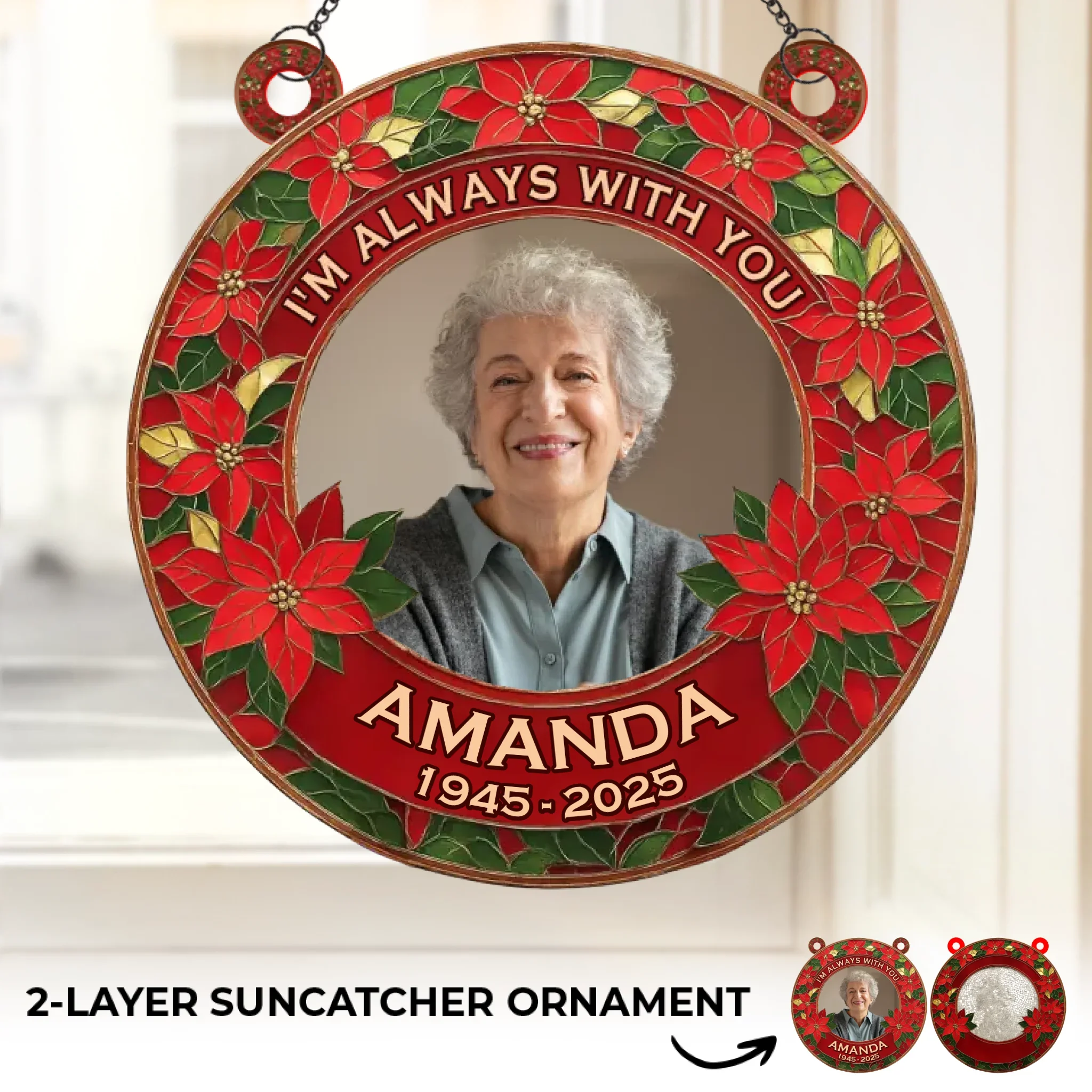 Custom Photo Until We Meet Again, We Hold You Close - Memorial Personalized Window Hanging Suncatcher Ornament - Sympathy Gift For Family Members - Robaser