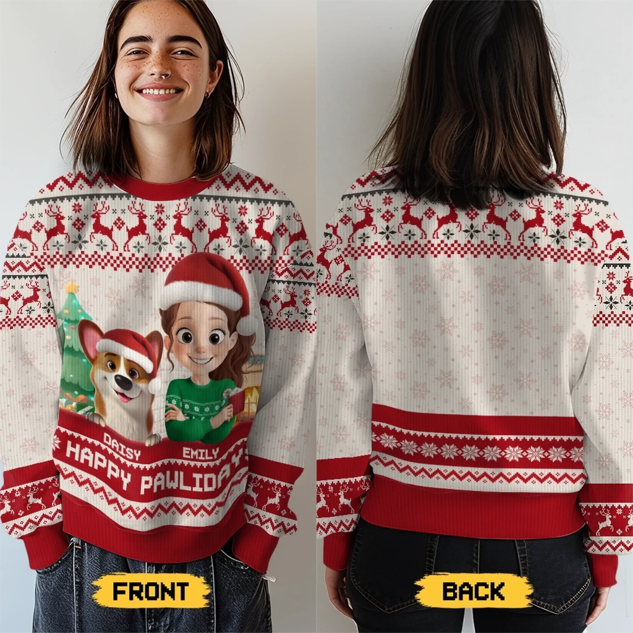 Custom Unisex Ugly Sweatshirt - Personalized  Christmas Birthday Gifts For Dog Lovers, Dog Dad And Mom - Santa Paws Is Coming To Town - Robaser