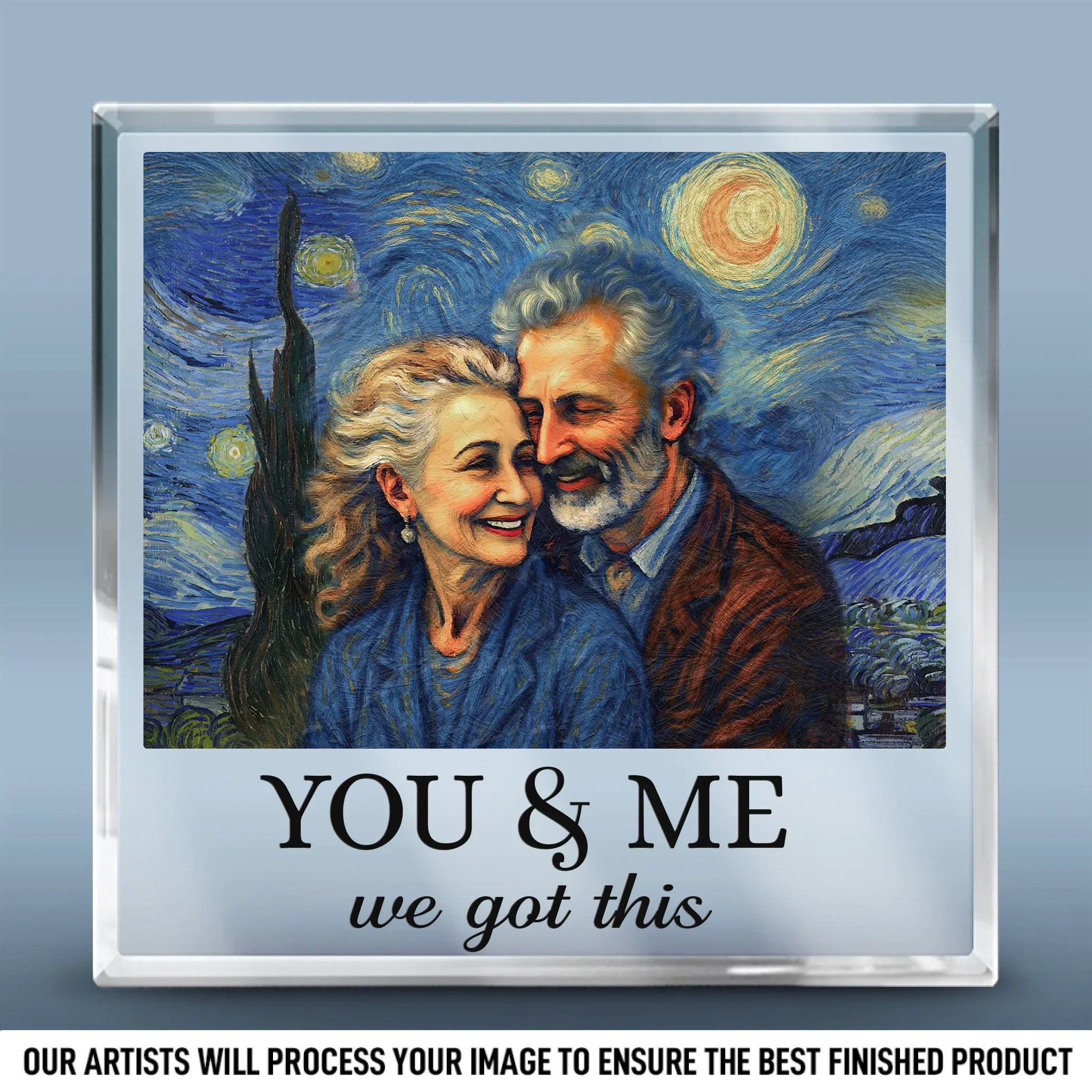 Custom Photo Square Shaped Acrylic Plaque - Personalized  Anniversary Wedding Gifts For Husband And Wife, Him And Her - You & Me, Written In The Stars - Robaser