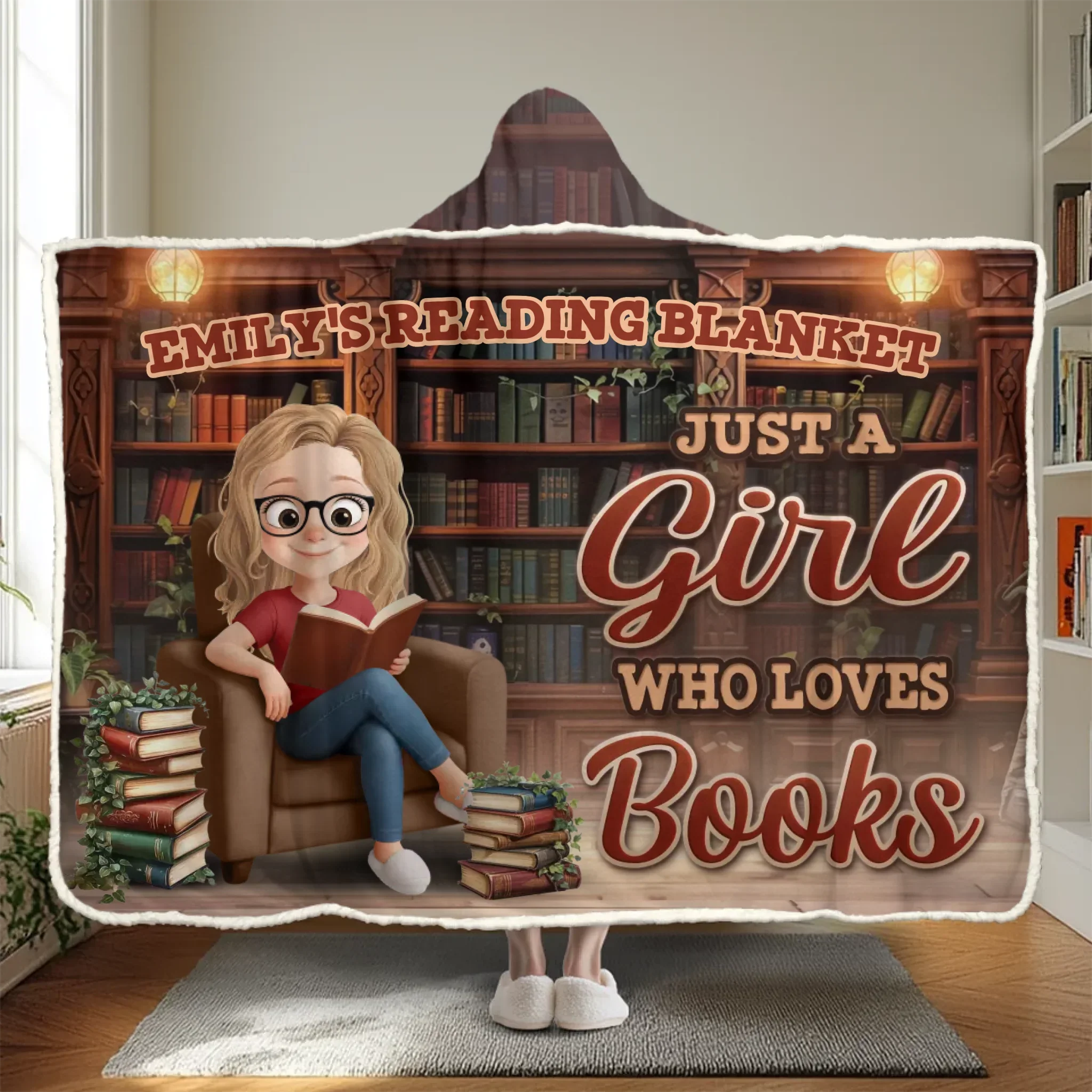 Custom Snuggle Blanket, Hoodie Blanket - Personalized Bookish Gifts For Book Lovers, Bookworms, Readers - Book Blanket Dreams - Robaser