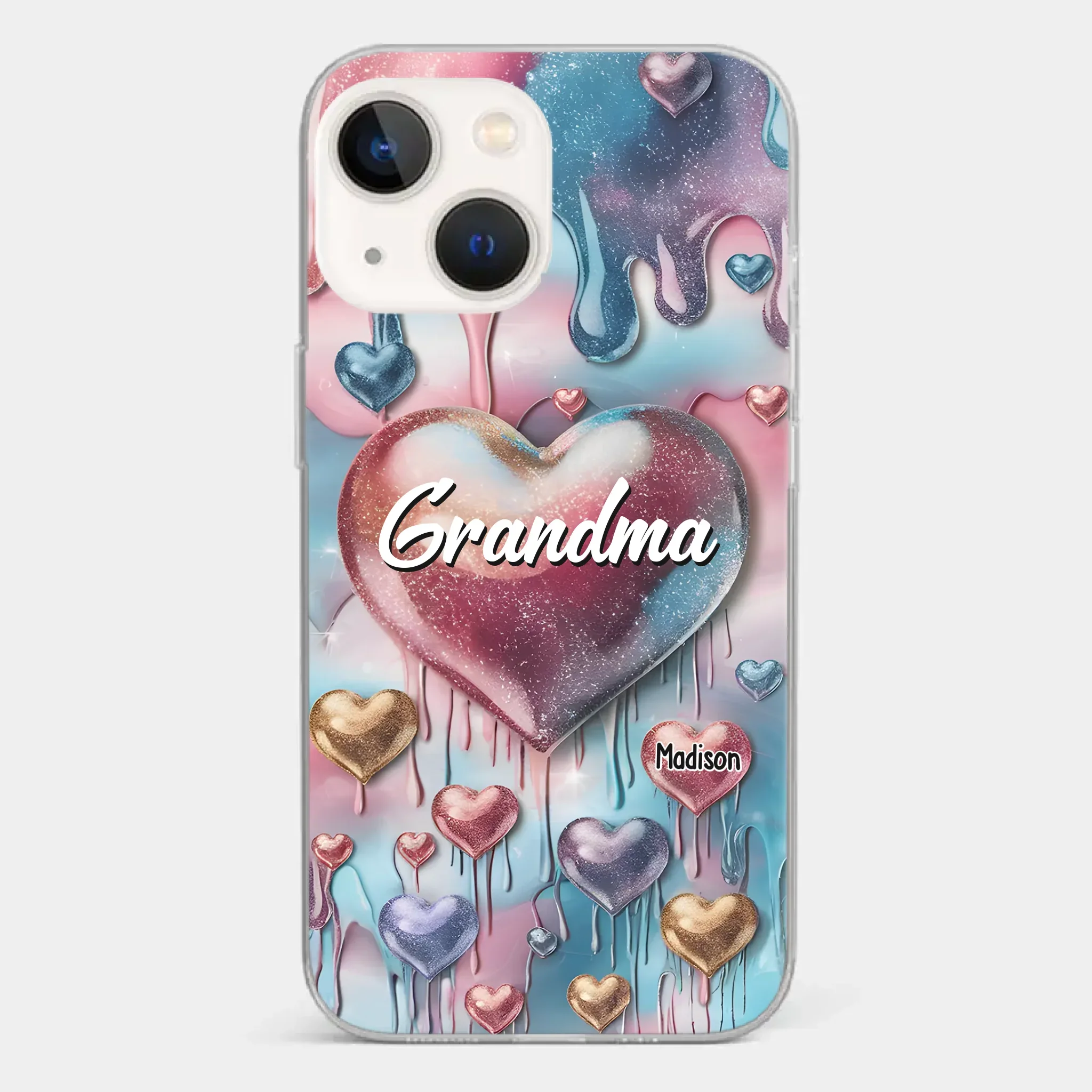 Forever In Grandmother's Heart - Family Personalized Custom 3D Inflated Effect Printed Clear Phone Case - Gift For Mom, Grandma - Robaser