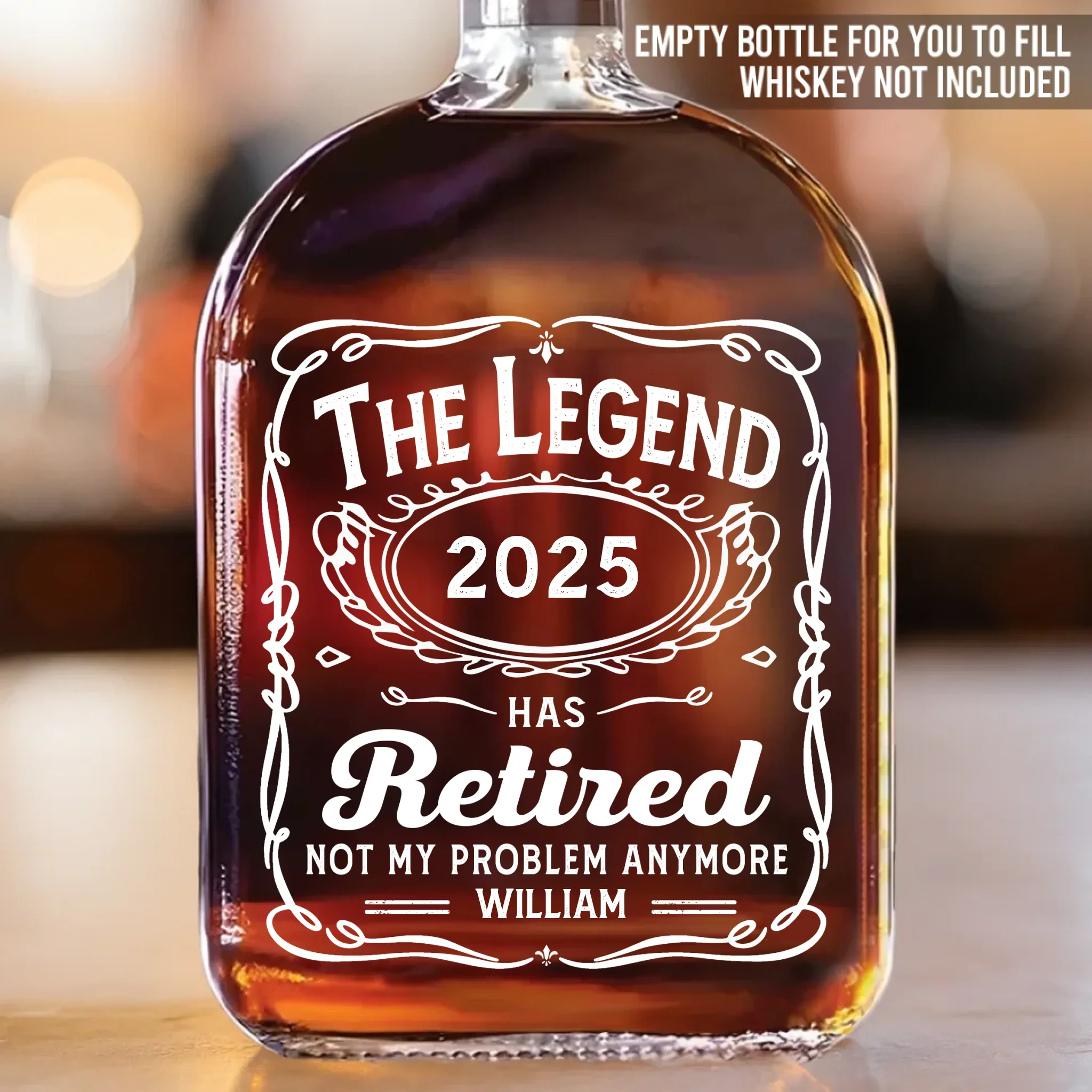 Living The Retired Life - Coworker Personalized Custom Whiskey Bottle - Appreciation, Retirement Gift For Coworkers, Work Friends, Colleagues - Robaser
