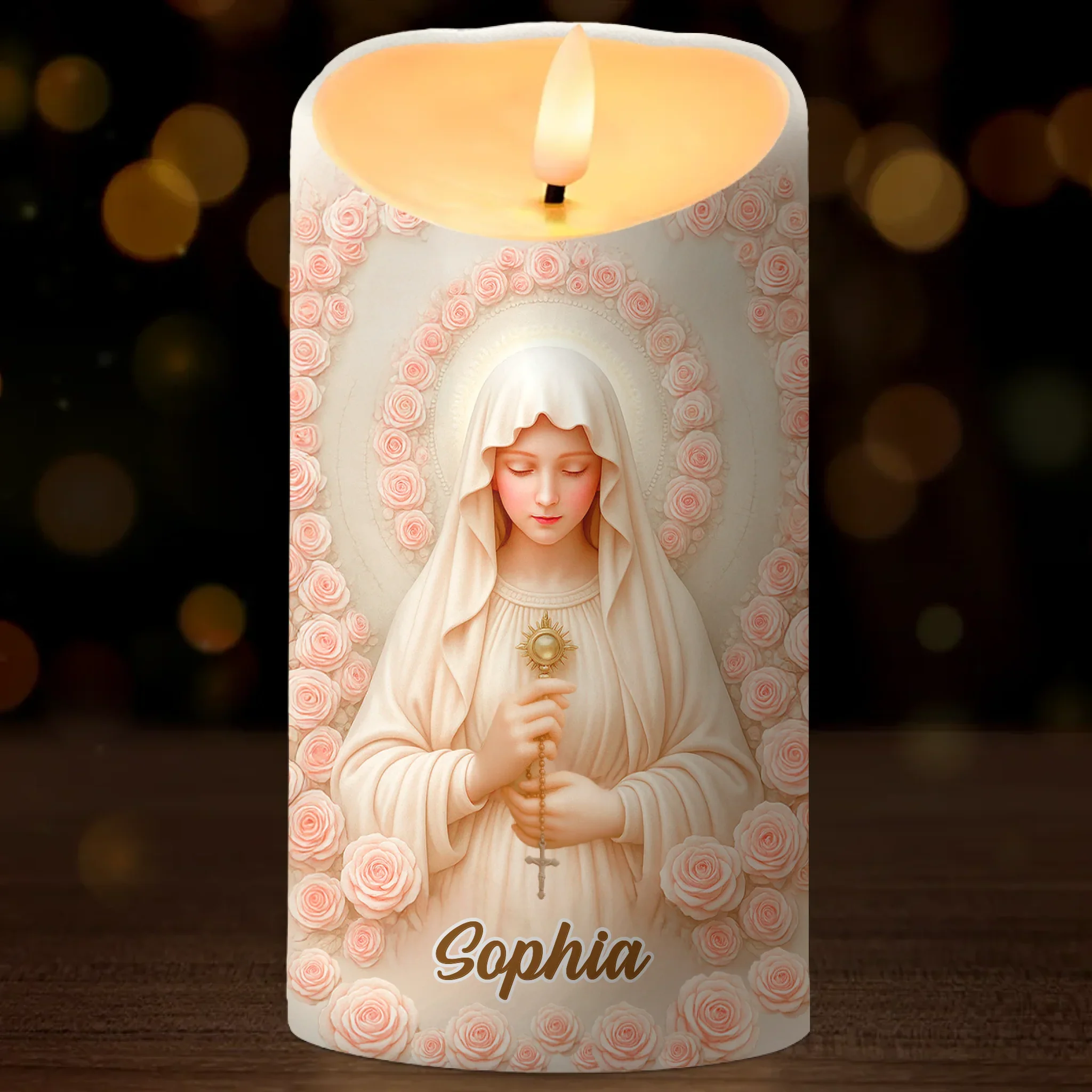 Custom 3D Inflated Effect Printed LED Candle - Personalized Christian Gifts For Women, Men, All Believers, Jesus Lovers - Light Of Faith And Hope - Robaser