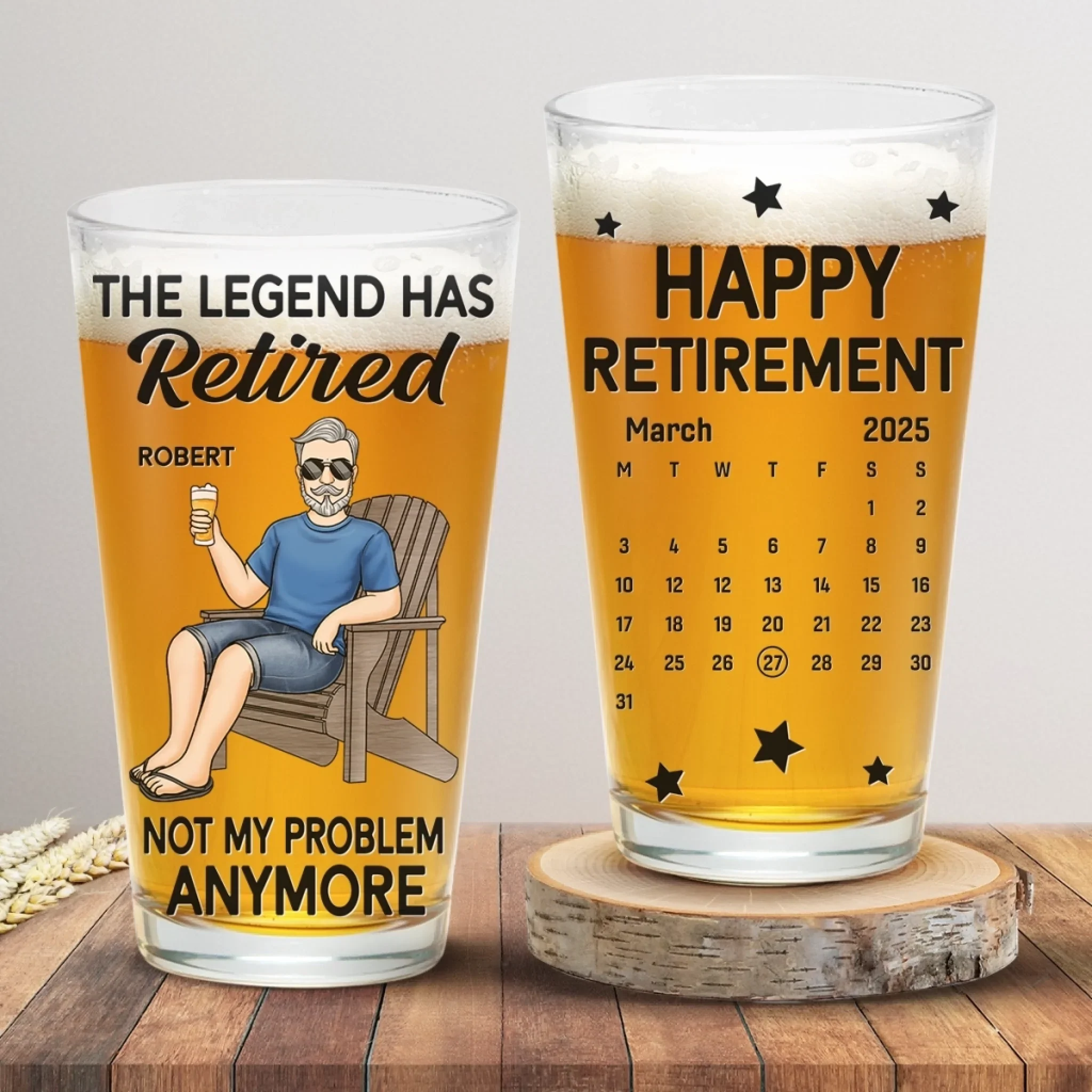 The Legend Has Clocked Out - Coworker Personalized Custom Beer Glass - Appreciation, Retirement Gift For Coworkers, Work Friends, Colleagues - Robaser
