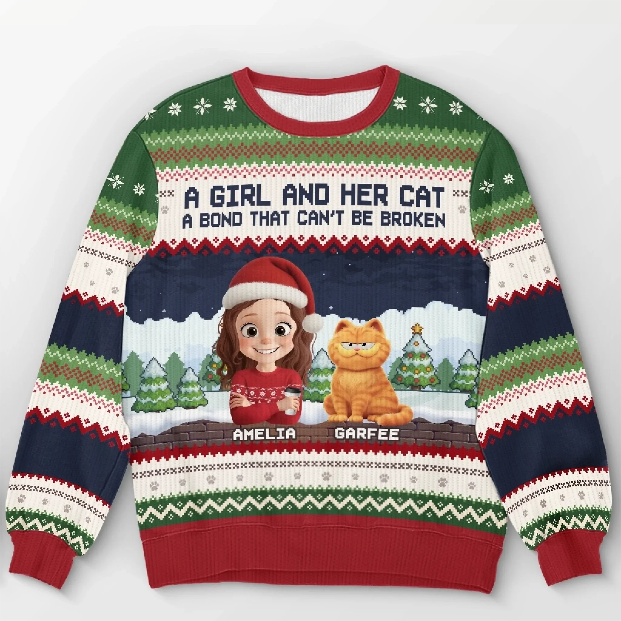 Custom Unisex Ugly Sweatshirt - Personalized  Christmas Birthday Gifts For Cat Lovers, Cat Mom And Dad - Whiskers In The Snow - Robaser