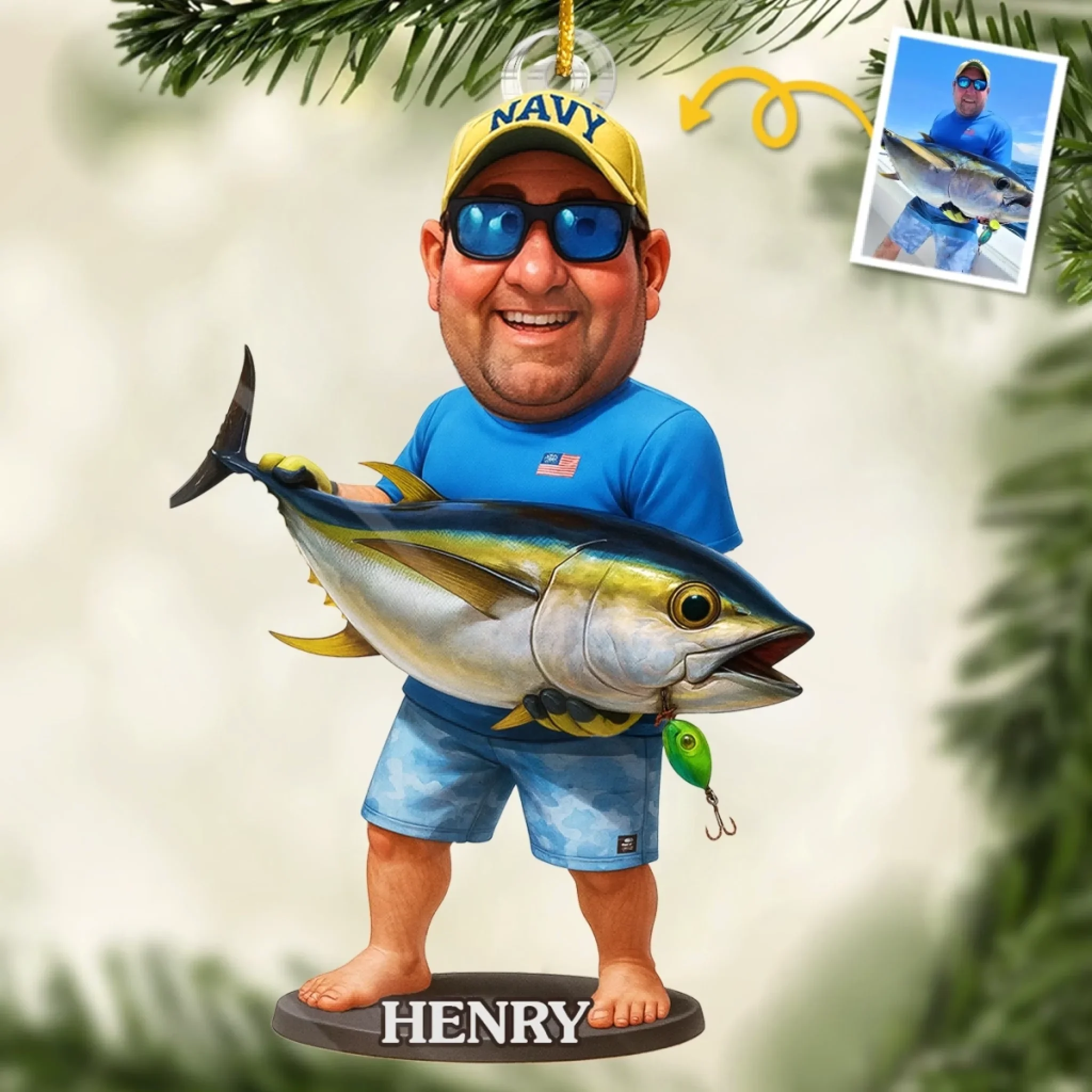 Custom Photo Acrylic Ornament - Personalized Christmas Birthday Fishing Gifts For Fisherman - Fishing Is My Cardio - Robaser