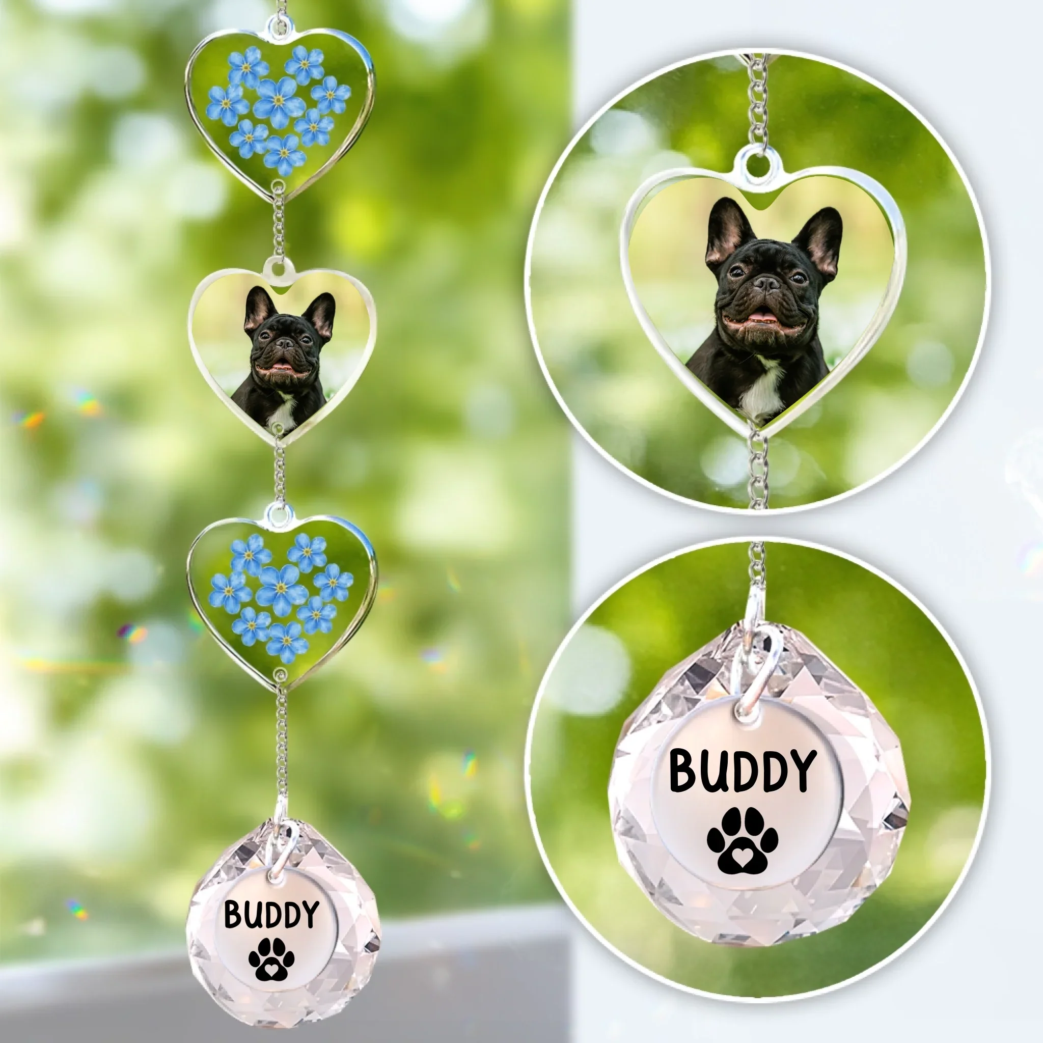 Custom Photo Memorial Crystal Suncatcher - Personalized Pet Memorial Sympathy Gifts For Dogs, Cats - Forever Shining In My Heart - Robaser