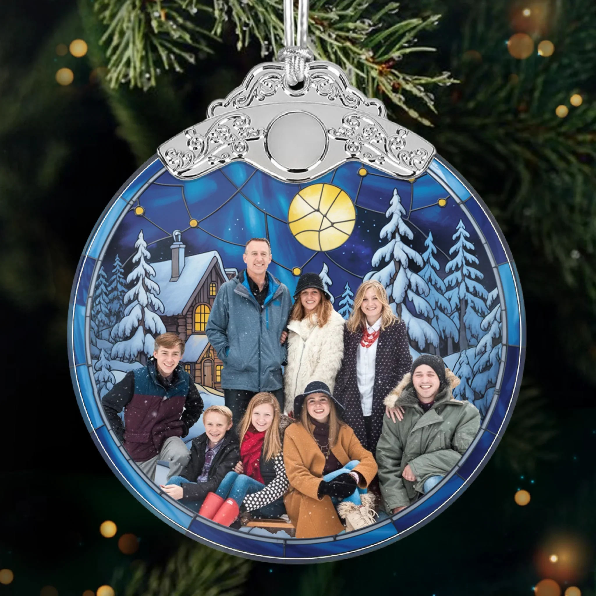Custom Photo Glass Ornament - Personalized Christmas Birthday Gifts For Mom, Dad, Kids - Home Is Where We Gather - Robaser