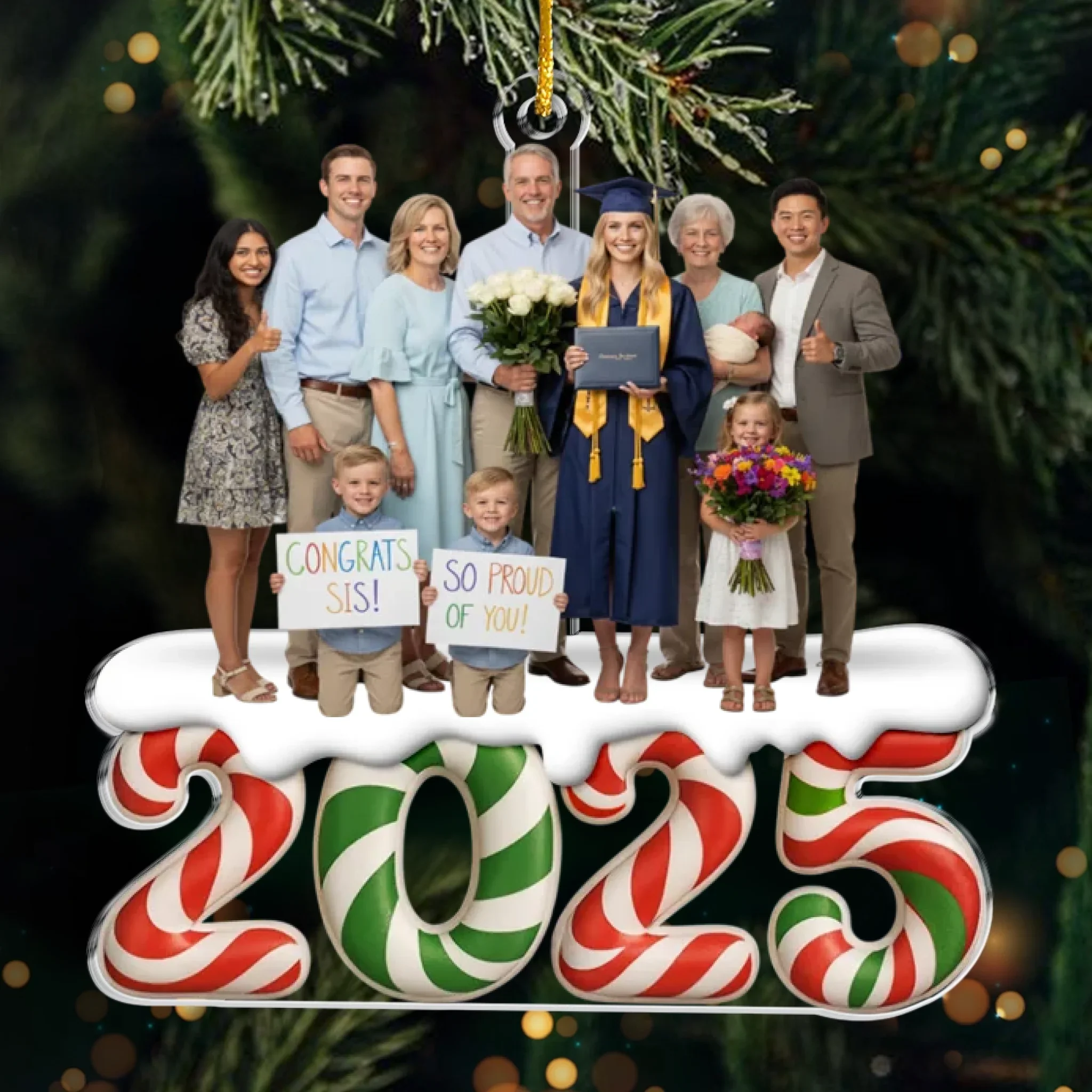 Custom Photo Acrylic Ornament - Personalized Christmas Birthday Gifts For Mom, Dad, Brother, Sister, Kids - Our Kind Of Merry - Robaser