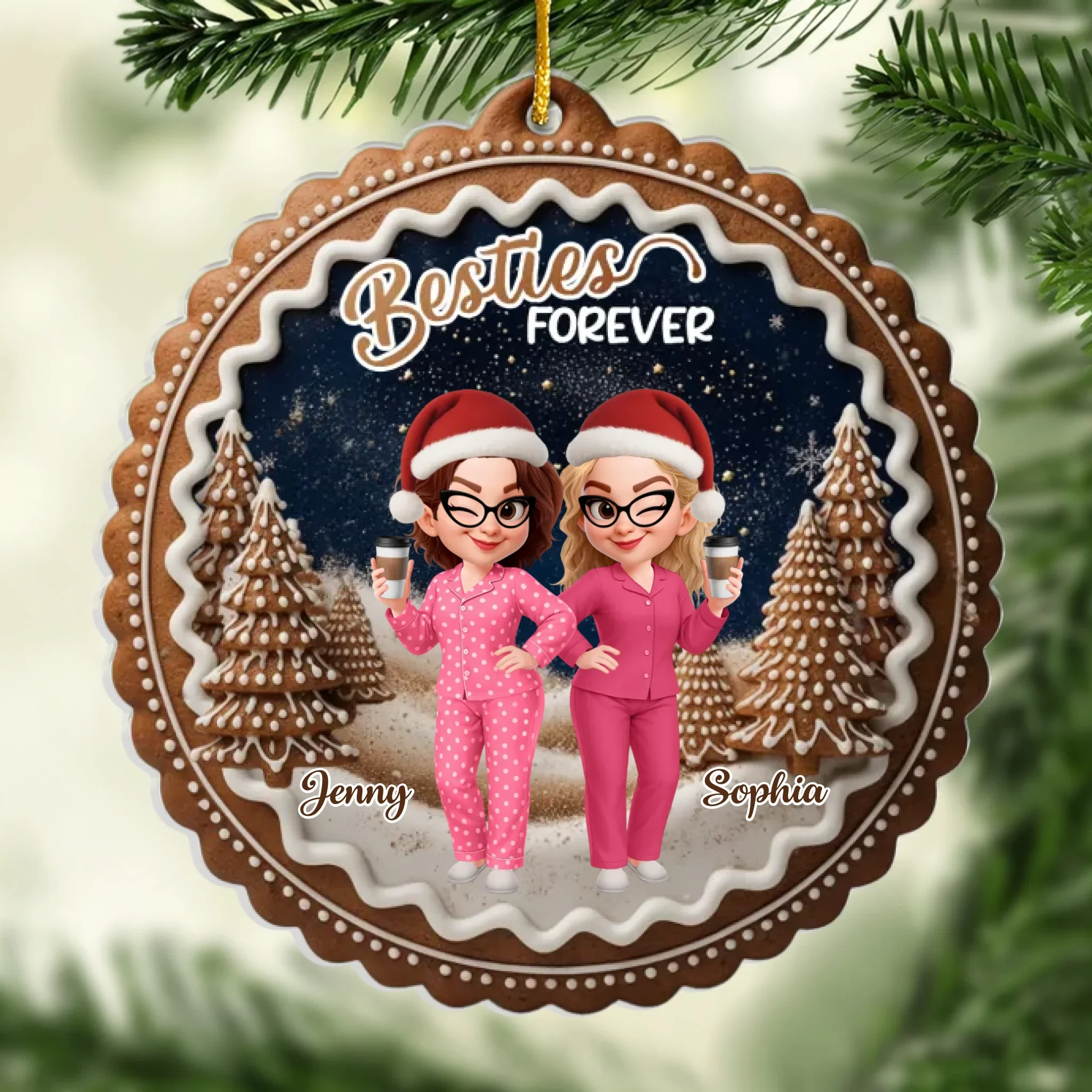 Custom Besties Forever Acrylic Ornament - Personalized Best Friend Christmas Birthday Gifts For Women, Besties, Sisters, BFF - Different Roots Same Soul - Robaser