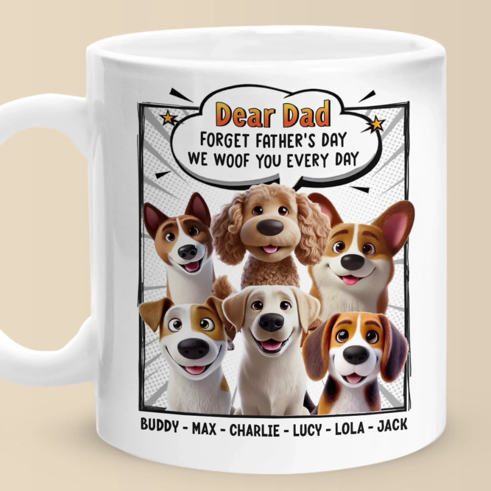 Wagging Tails Say, We Woof You - Dog Personalized Custom Mug - Father's Day, Gift For Pet Owners, Pet Lovers - Robaser