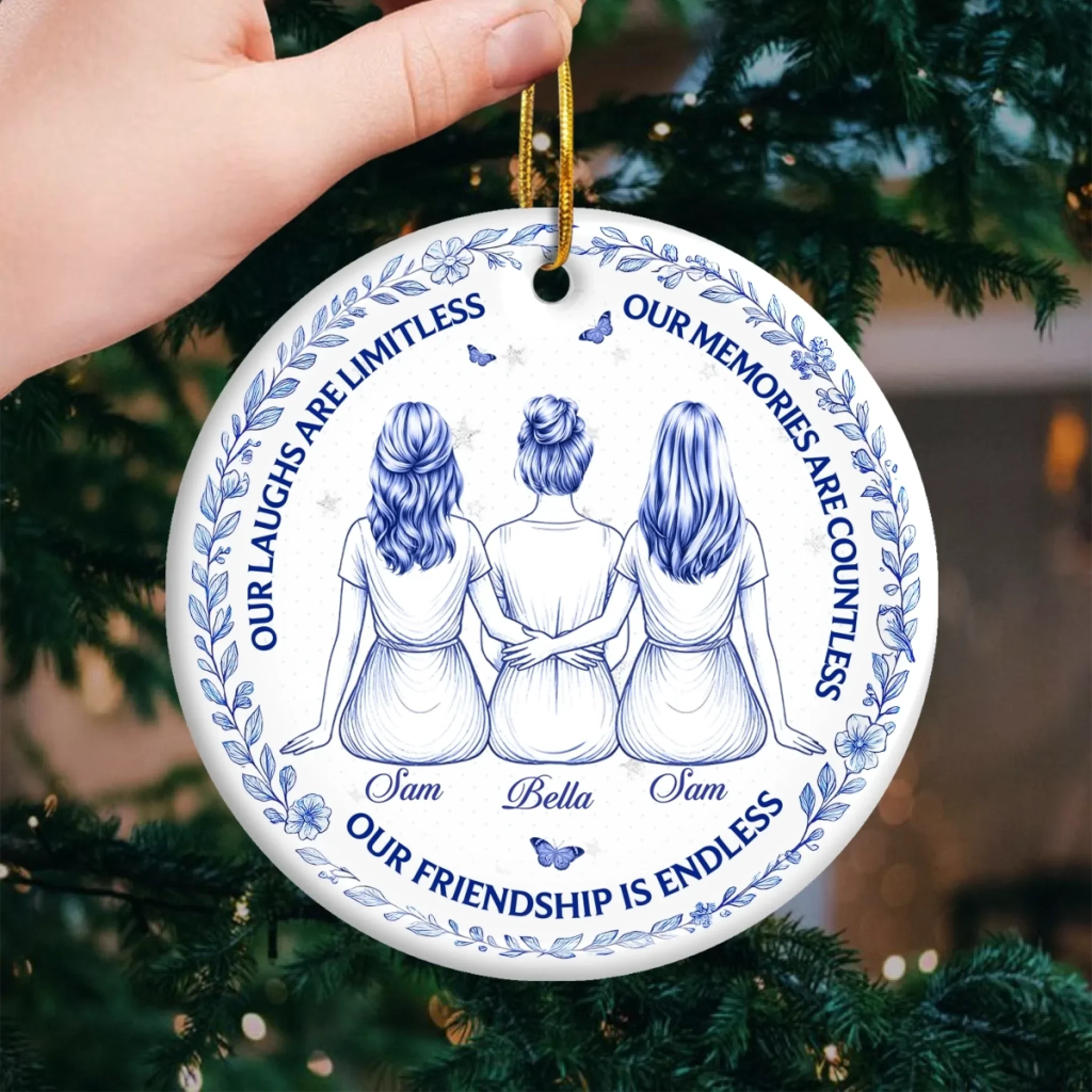 Custom Ceramic Ornament - Personalized Best Friend Christmas Birthday Gifts For Women, Besties, Sisters, BFF - Our Friendship Is Endless - Robaser