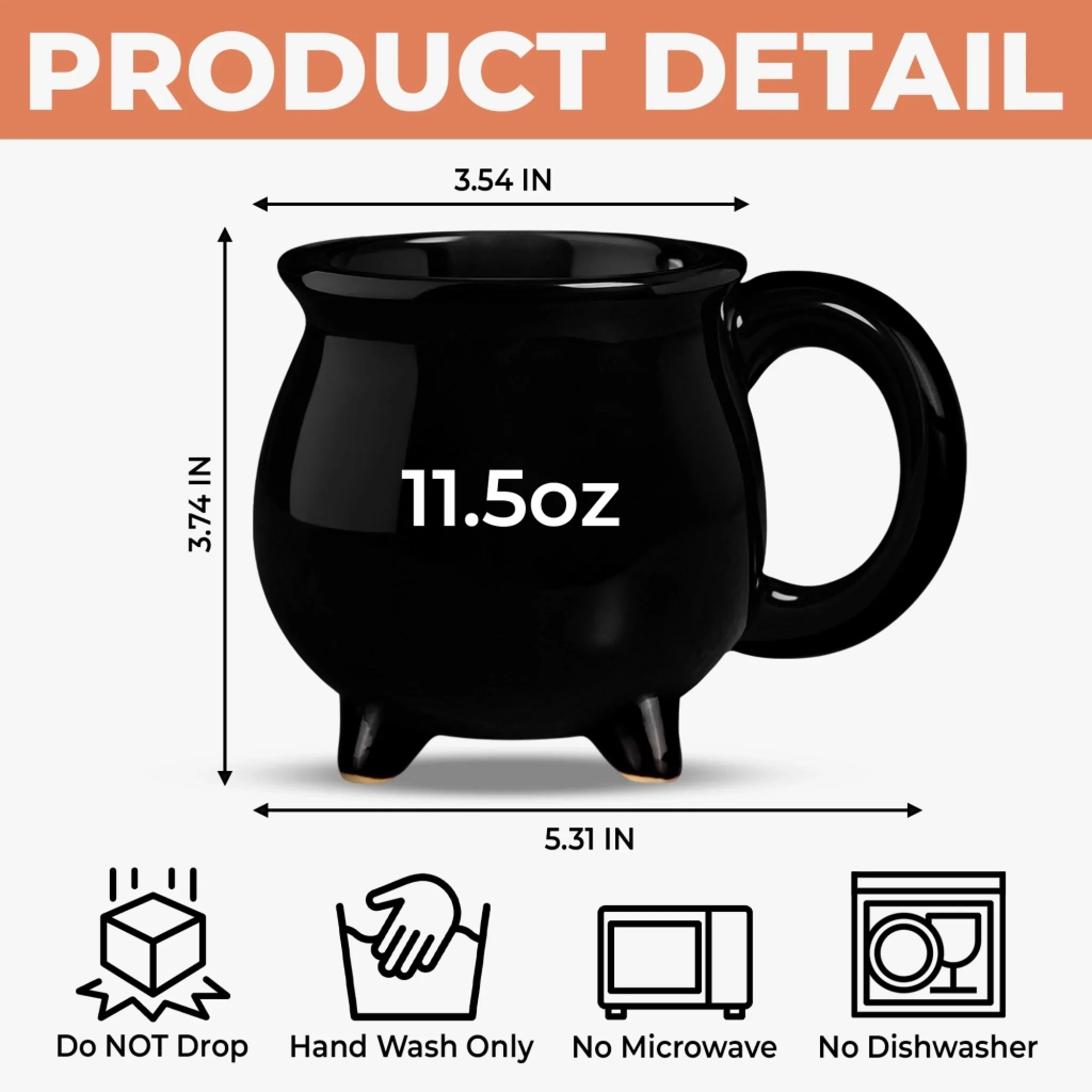 Custom 12oz Ceramic Cauldron Coffee Mug - Personalized Halloween Witchy Gifts For Besties, Sisters, BFF, Family, Yourself - Boss Witch Energy - Robaser